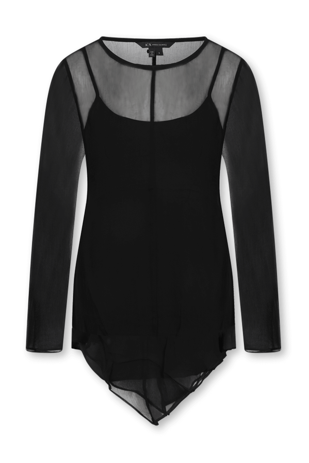 תמונה קידמית של חולצה ארוכה שקופה עם בטנה ARMANI EXCHANGE