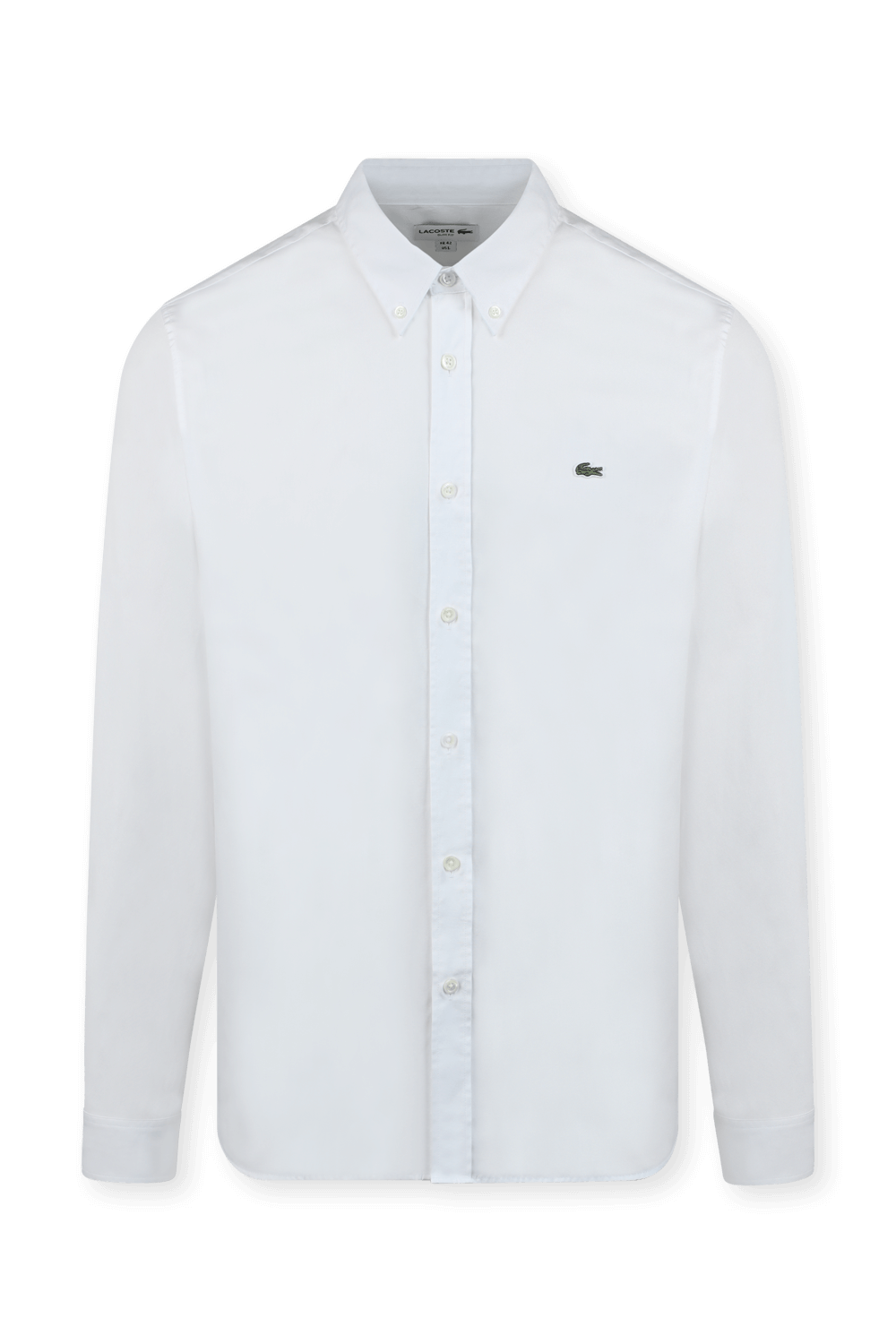 תמונה קידמית של חולצת כפתורים סלים לבנה LACOSTE