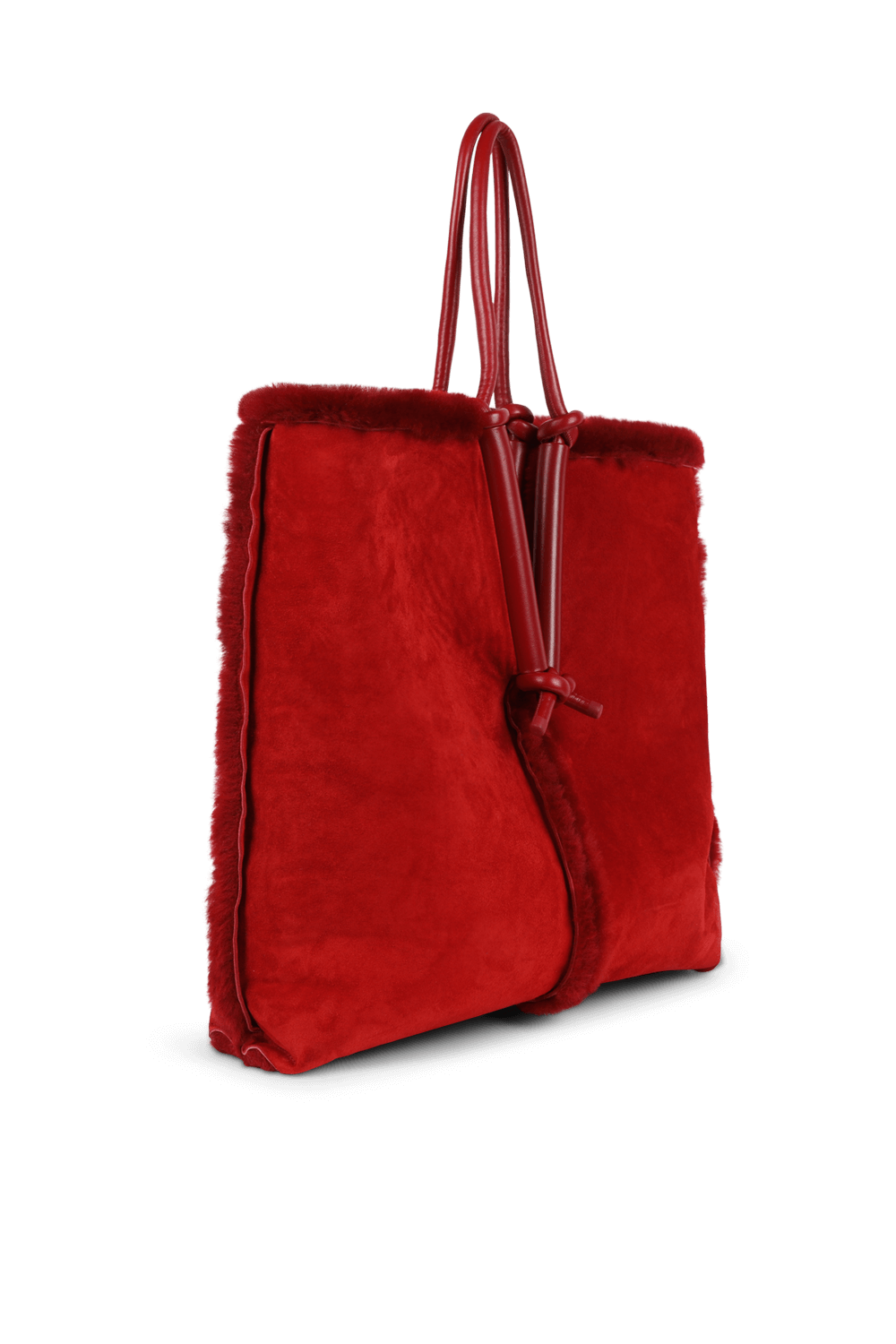 תמונת תקריב של תיק צד שרלינג אדום דו צדדי BOTTEGA VENETA
