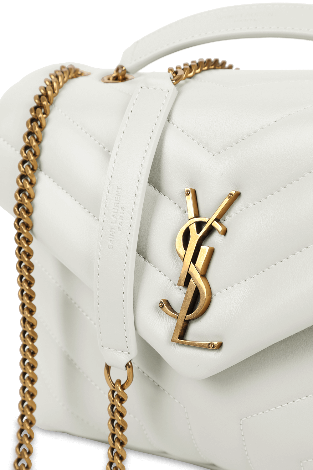 תמונת תקריב של תיק לולו מעור בגודל סמול SAINT LAURENT