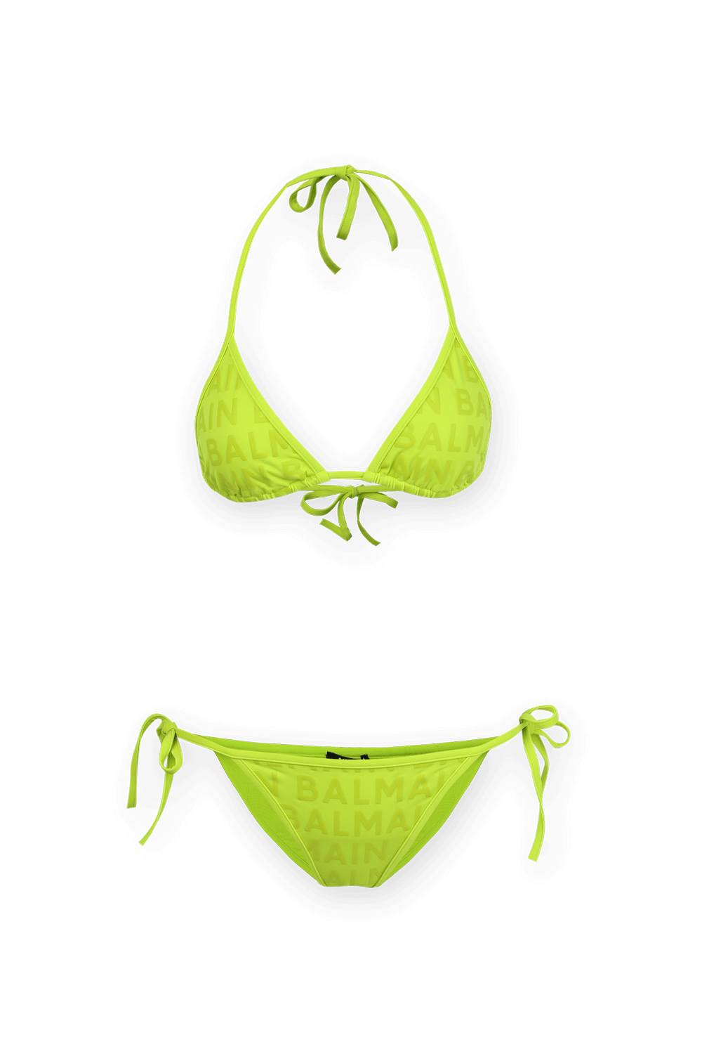 תמונה קידמית של Triangle Bikini Set in Green Logomania BALMAIN