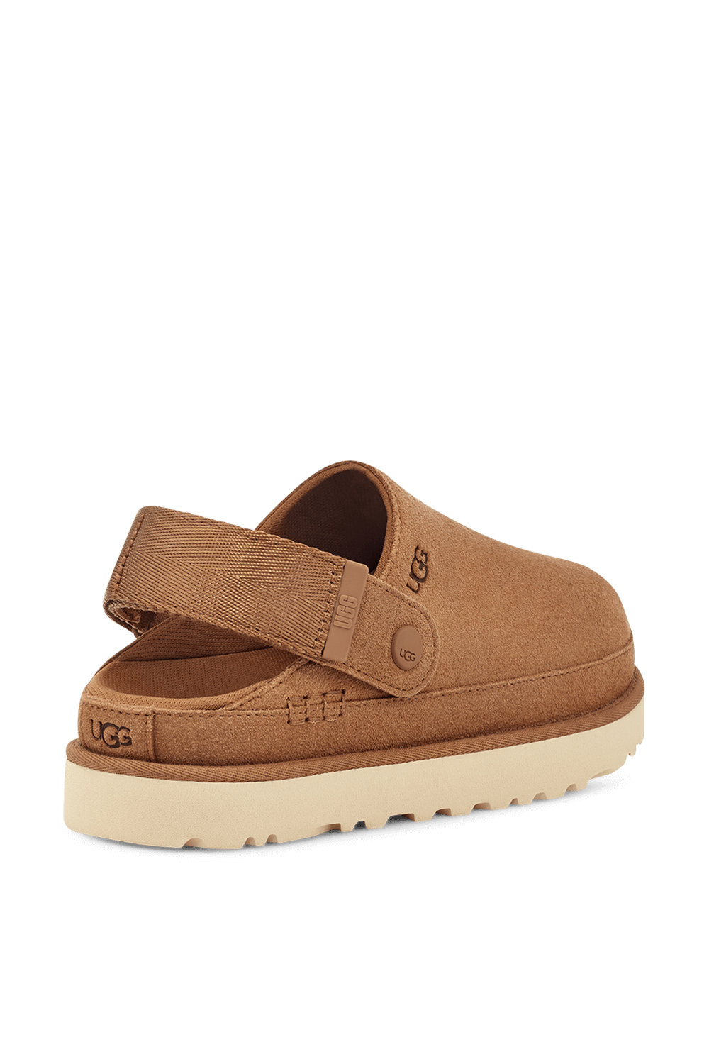 תמונת תקריב של סנדלי סליידס גולדנסטאר קלוג UGG