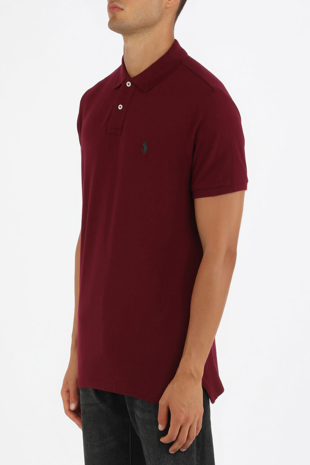 תמונת דוגמן קידמית של Short Sleeve 2 Buttons Polo Shirt in Wine Red