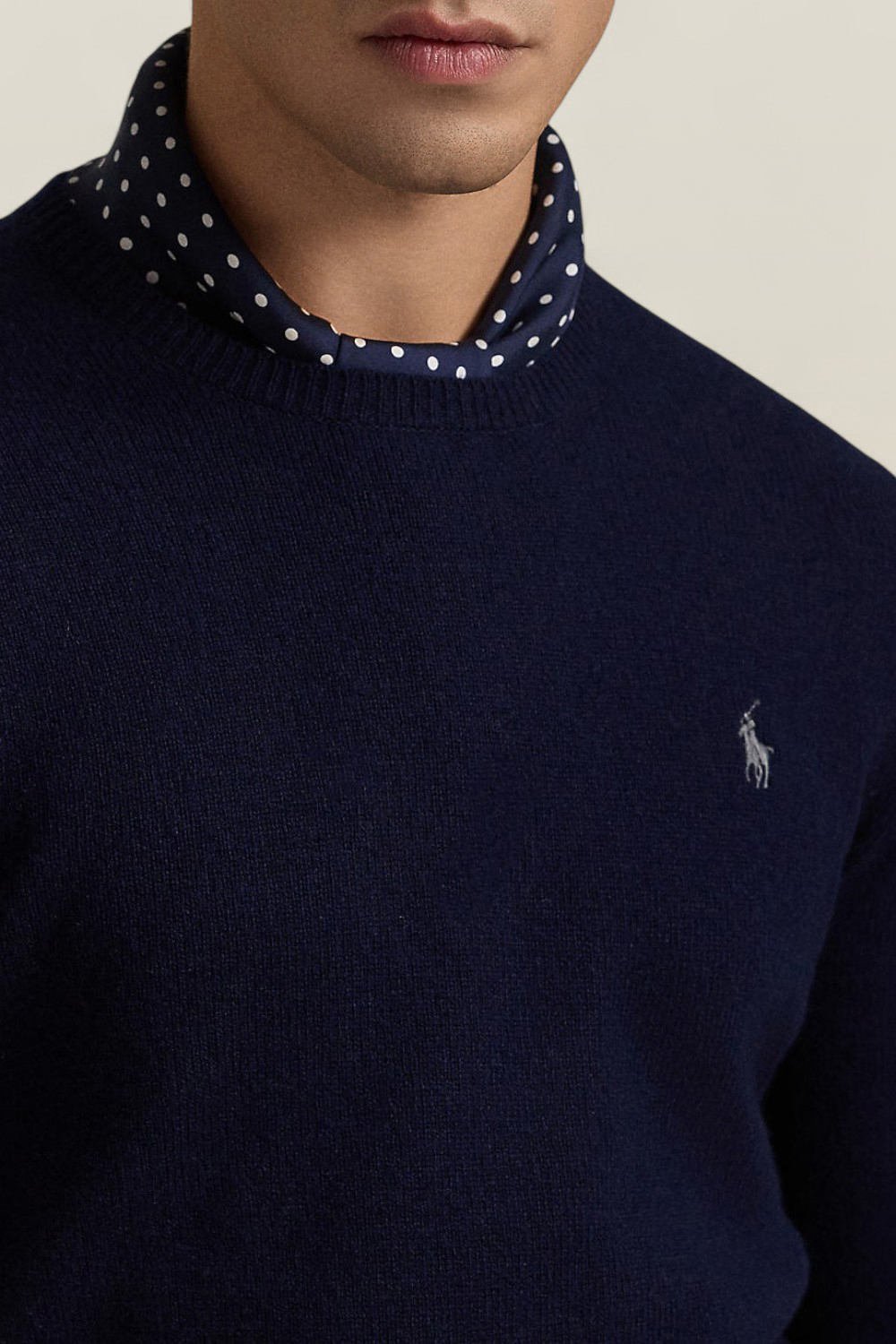 תמונת תקריב דוגמן של סריג צמר וכותנה POLO RALPH LAUREN