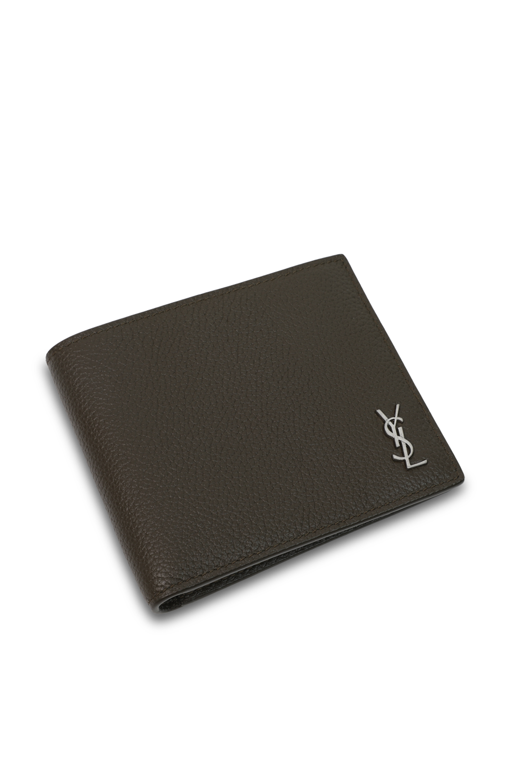 תמונת תקריב של ארנק עור מגורען מתקפל SAINT LAURENT