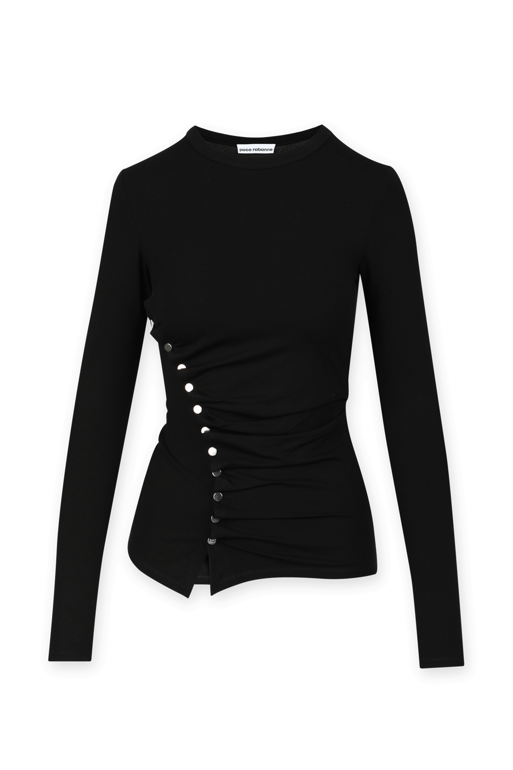 תמונה קידמית של Asymetrical Buttons Long Shirt in Black