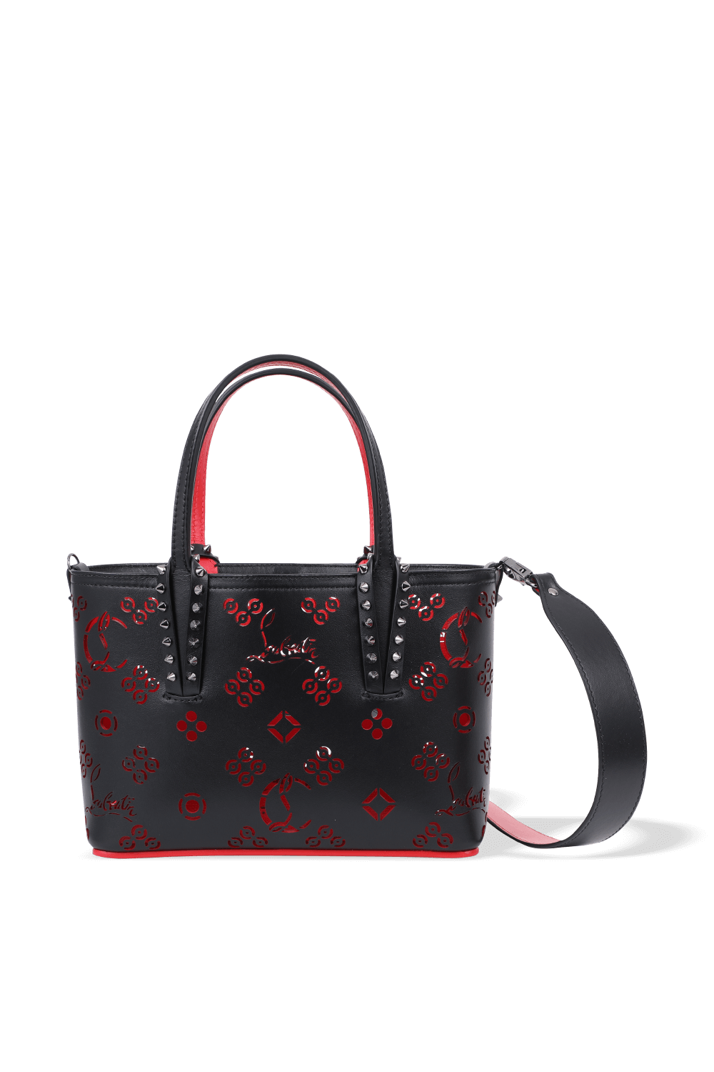 תמונה קידמית של Cabata Leather Spikes Mini Bag in Black