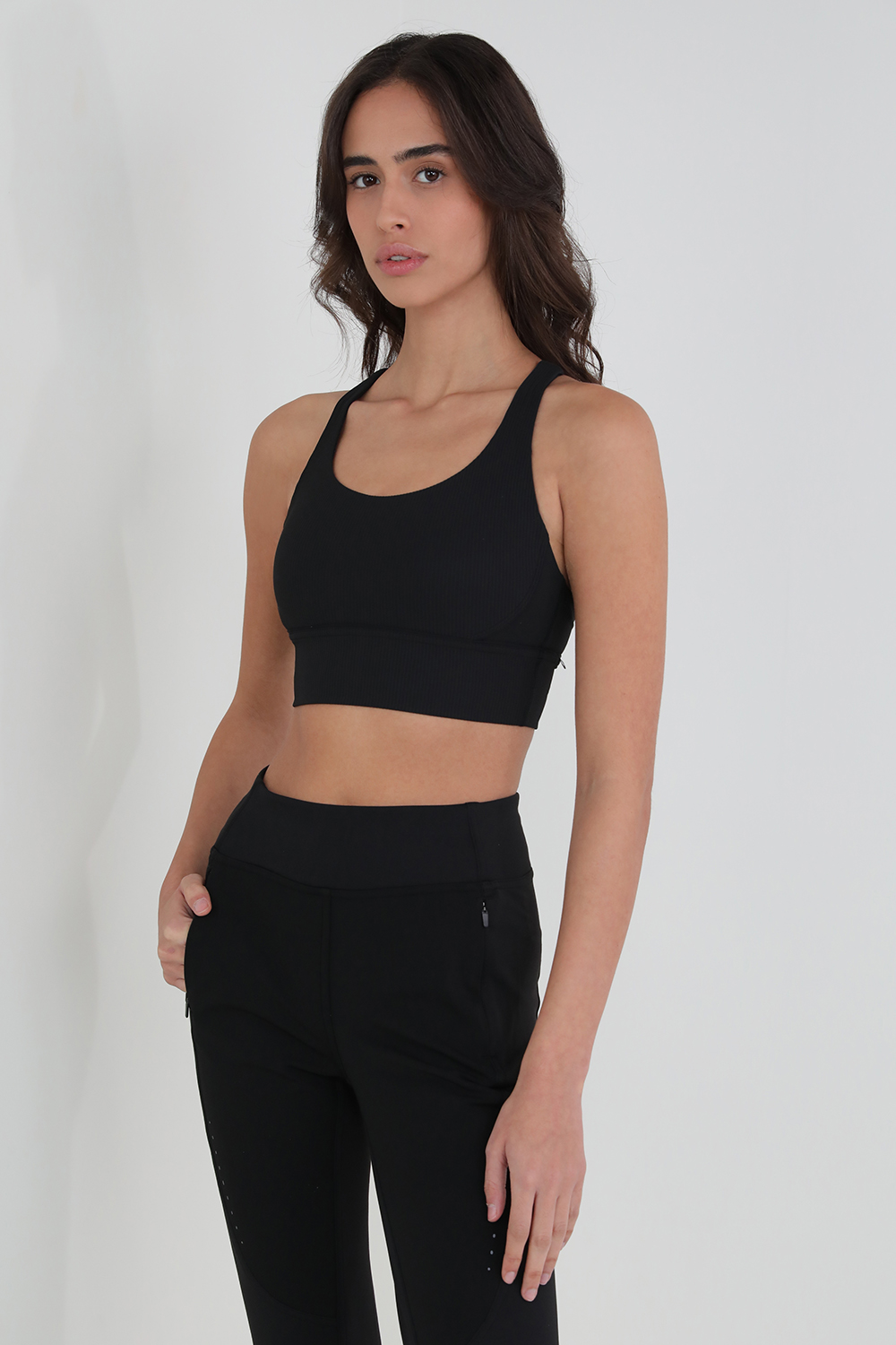 תמונת דוגמן קידמית של Longline Ribbed Bra