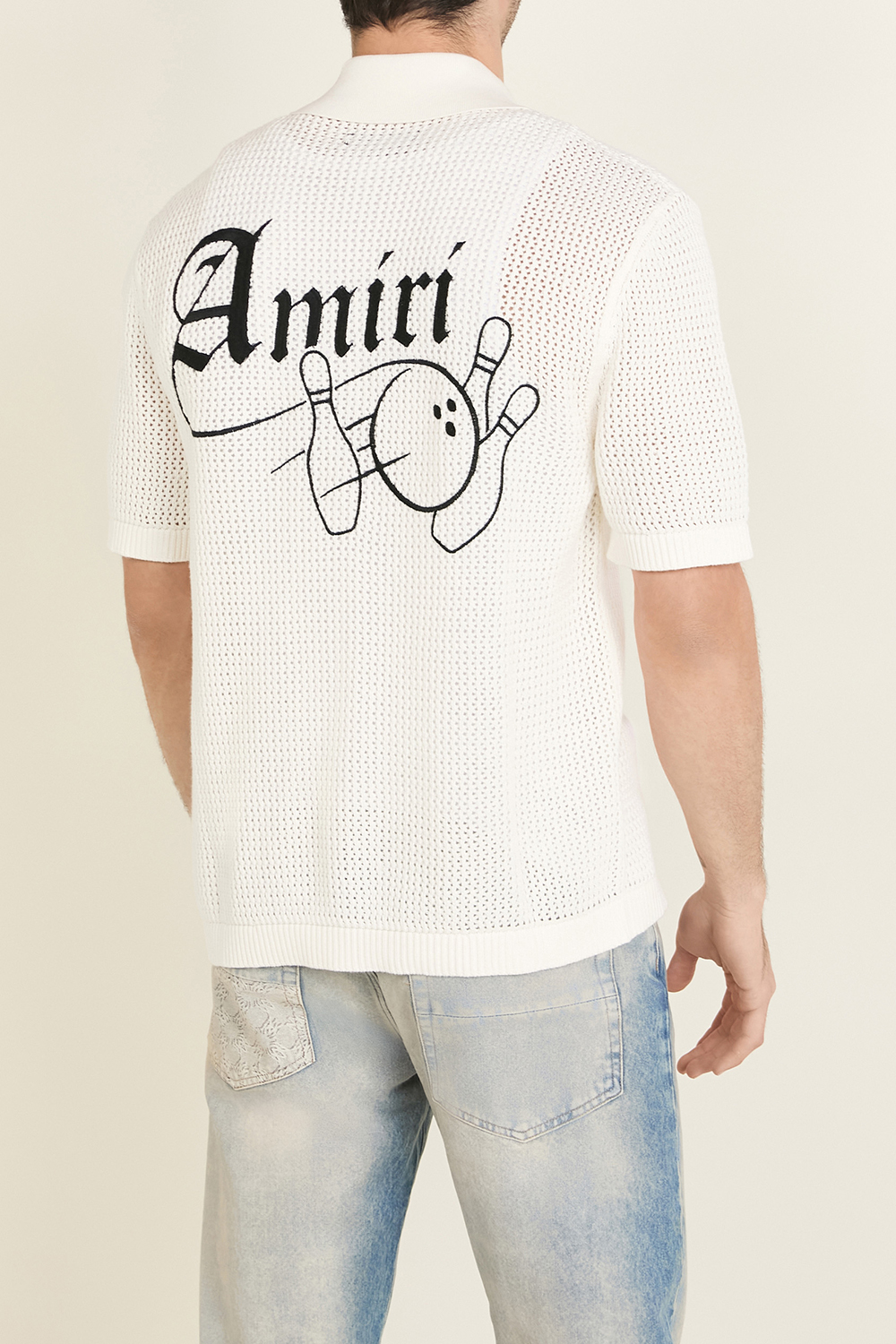 תמונת דוגמן אחורית של חולצת באולינג קרושה AMIRI