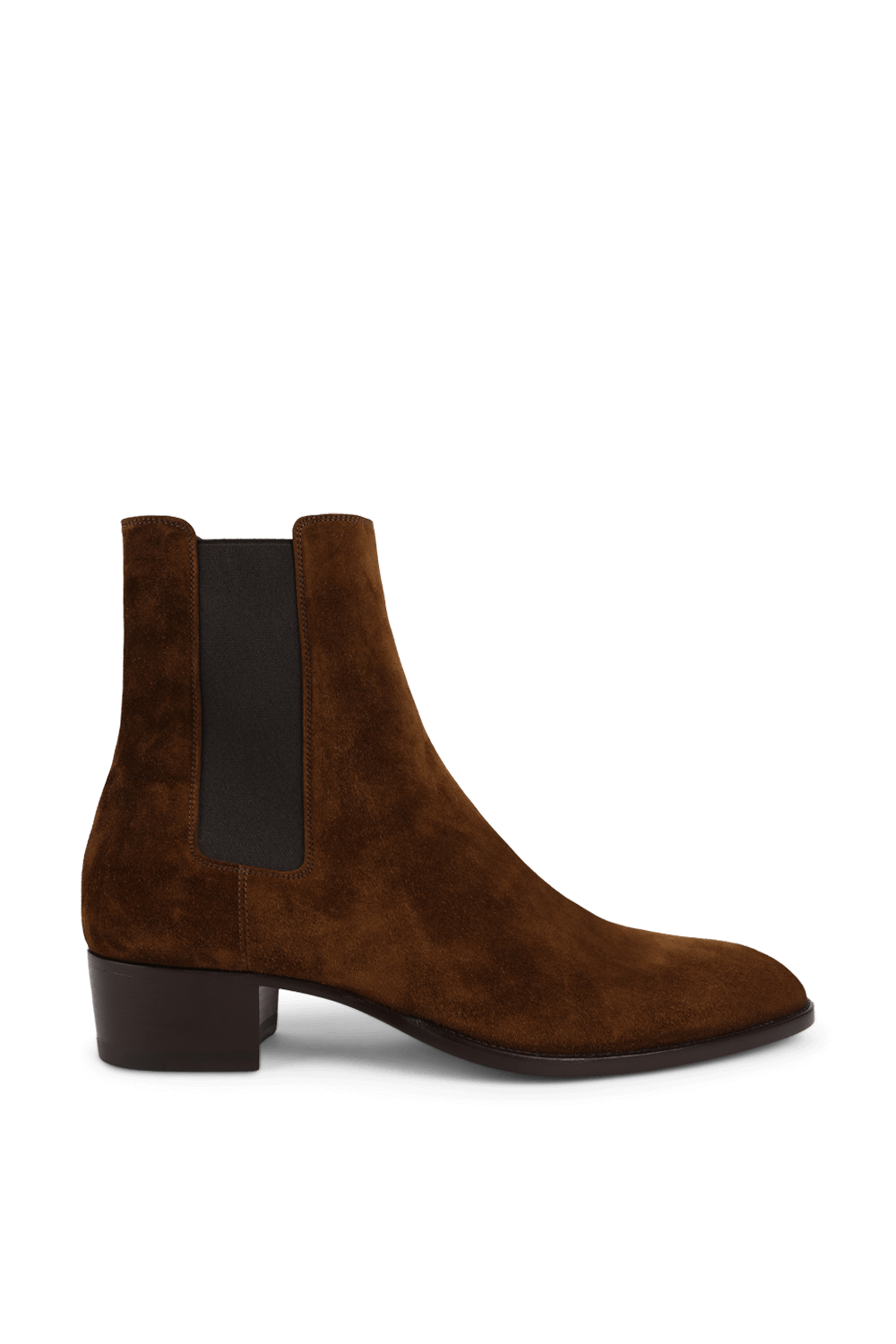 תמונה קידמית של מגפוני צ'לסי מעור עם עקבים SAINT LAURENT