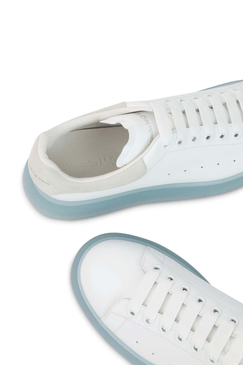 תמונת תקריב של Oversized Sneakers in White ans Light Blue ALEXANDER MCQUEEN