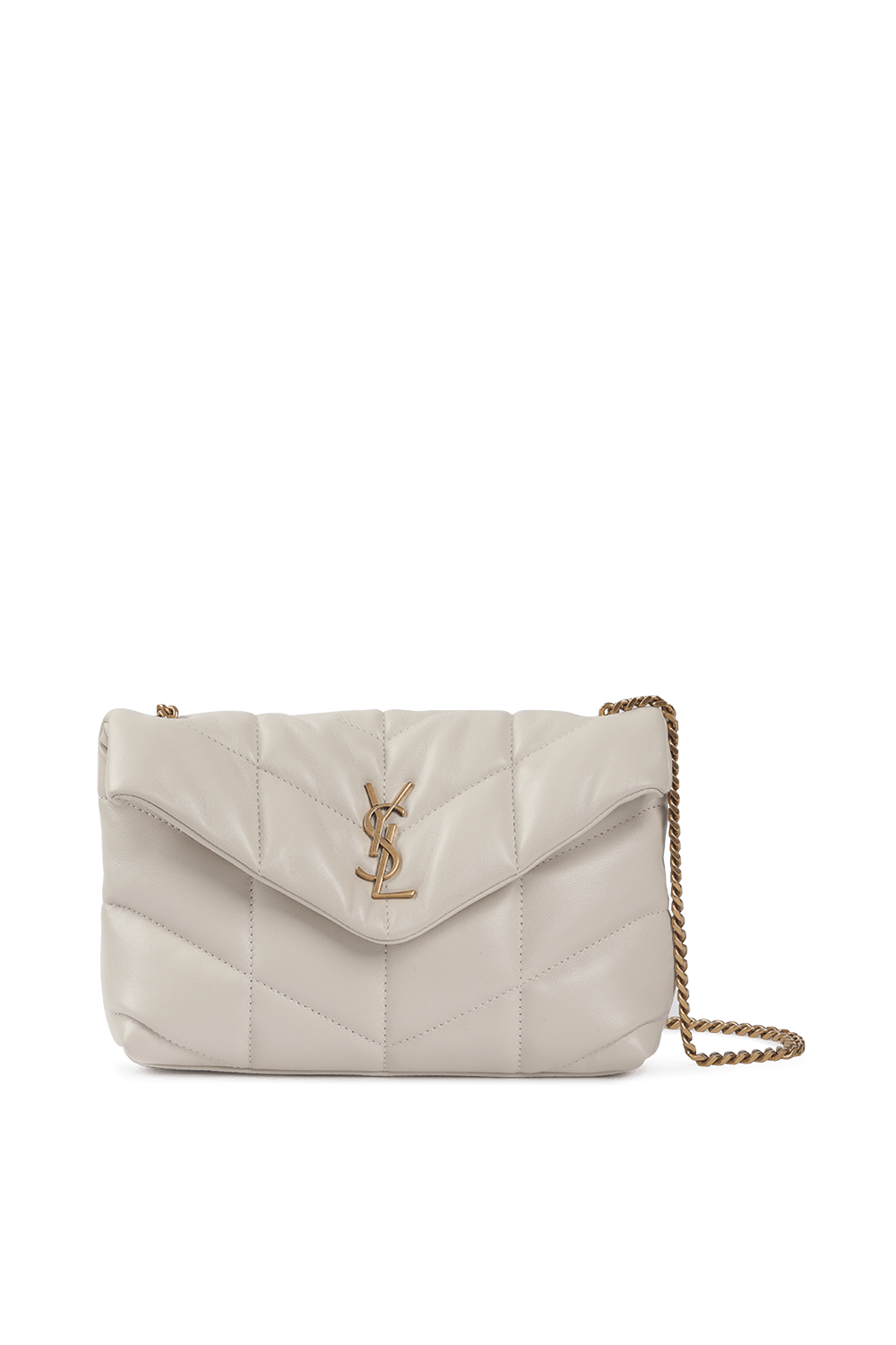תמונה קידמית של Puffer Toy Bag In Quilted White Leather SAINT LAURENT