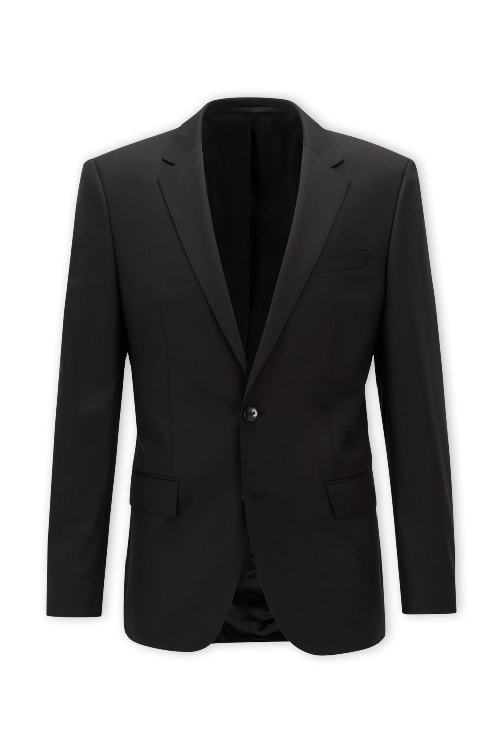 תמונה קידמית של Black Slim Fit Jacket in Virgin Wool BOSS