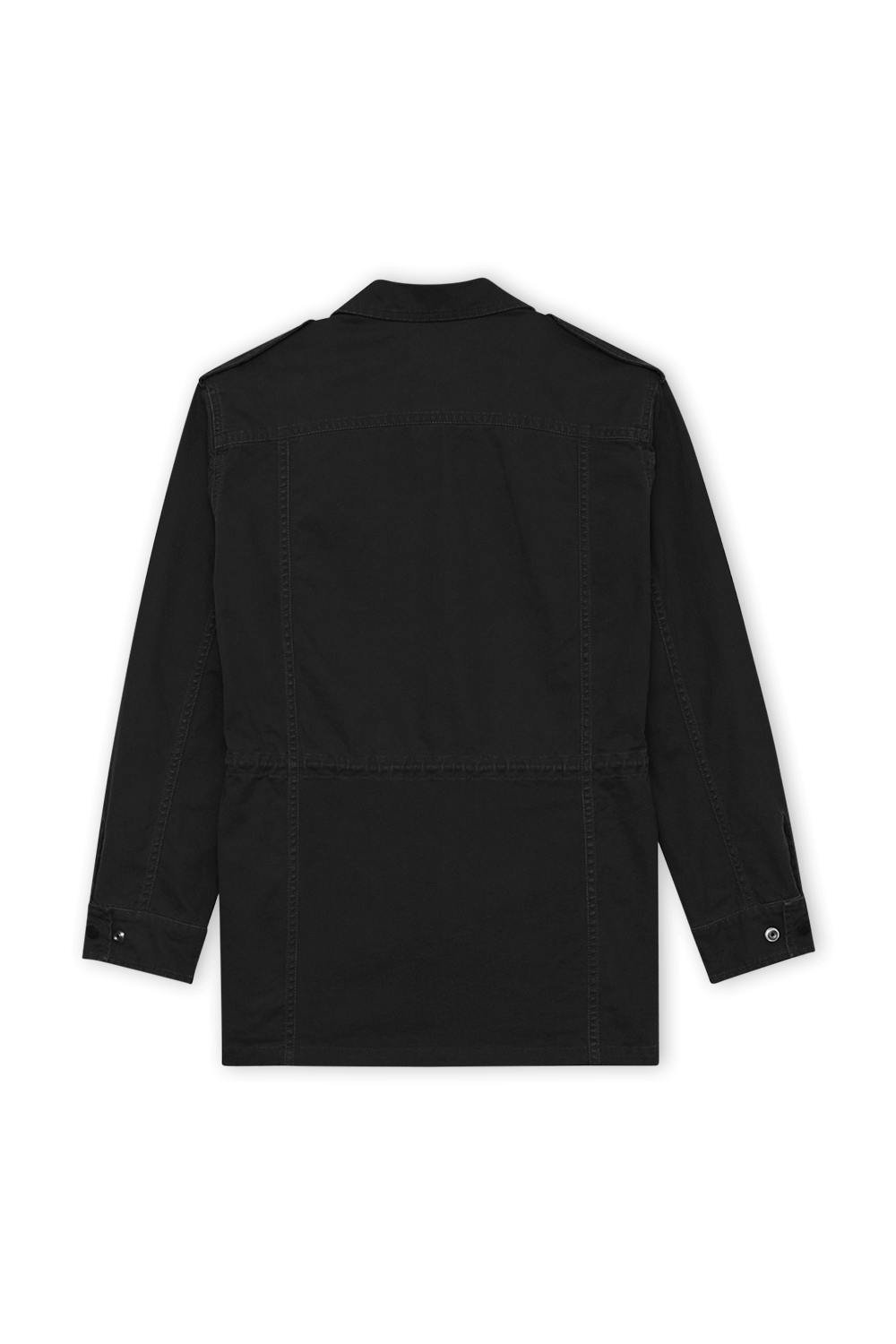 תמונה אחורית של מעיל פארקה מבד גברדין SAINT LAURENT