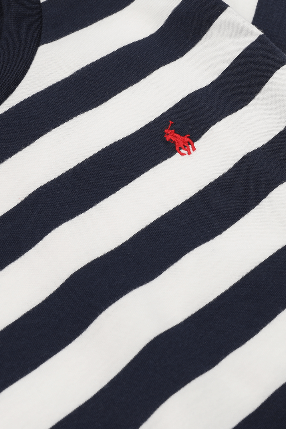 תמונה אחורית של חולצת לוגו פסים בכחול ולבן POLO RALPH LAUREN KIDS
