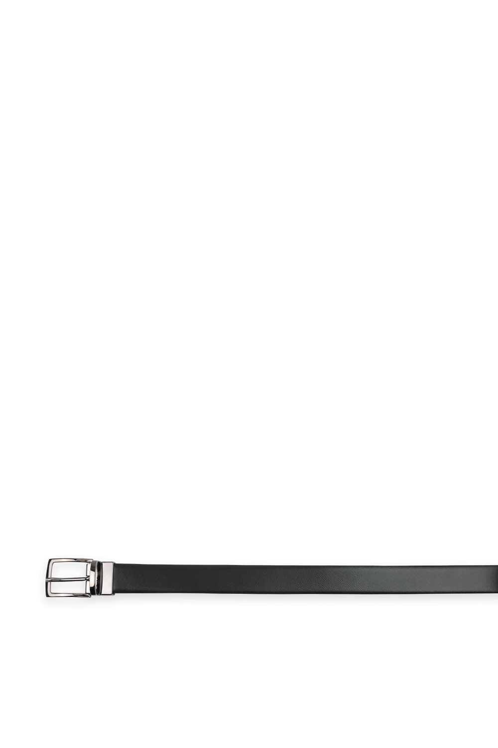 תמונה אחורית של Logo Buckle Smooth Leather Belt in Black EMPORIO ARMANI