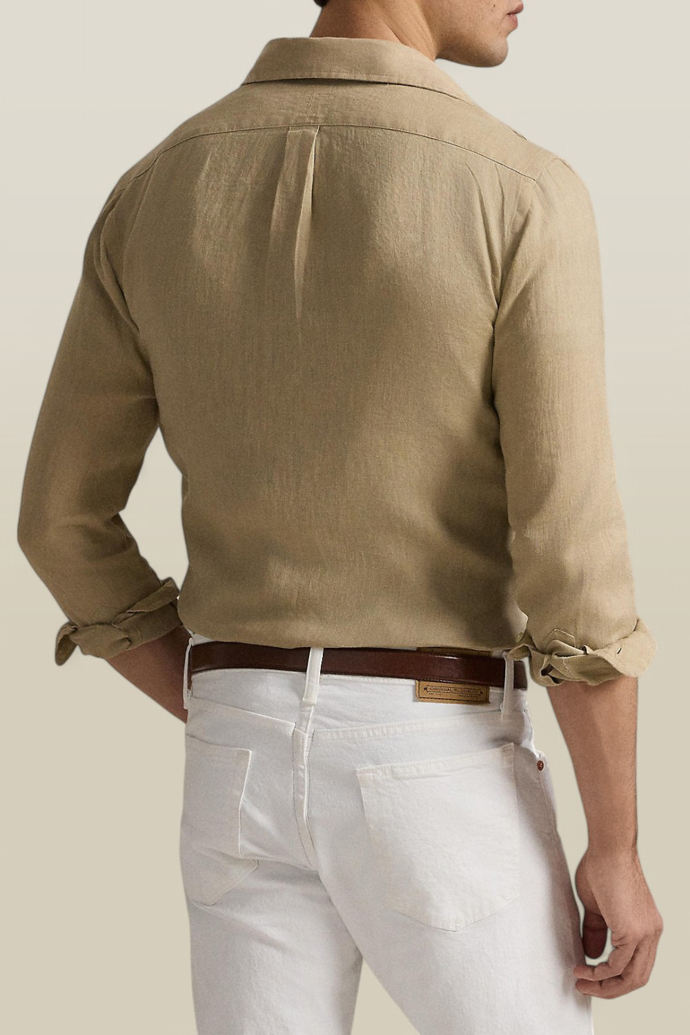 תמונת דוגמן אחורית של חולצת כפתורים מפשתן POLO RALPH LAUREN