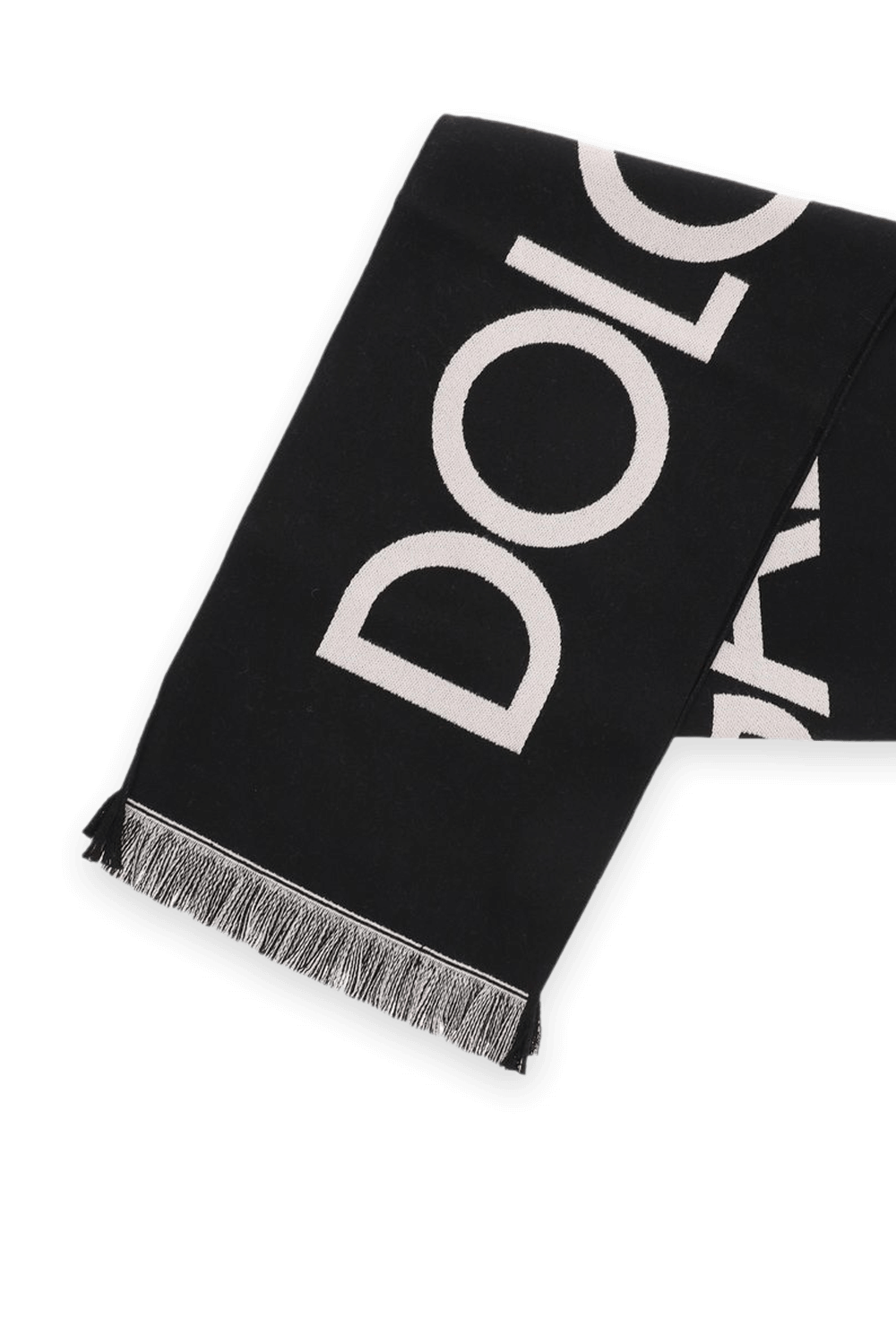 תמונה אחורית של Dolce and Gabbana Wool Scarf in Black and White DOLCE & GABBANA