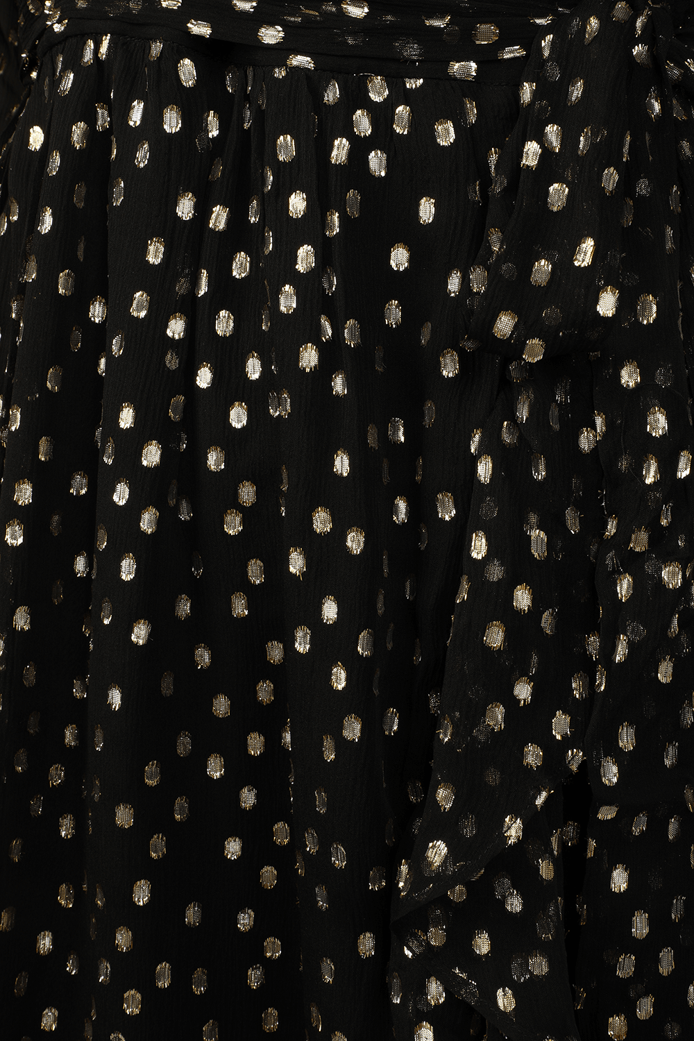 תמונה אחורית של Wrap Silk Dots Midi Dress in Black