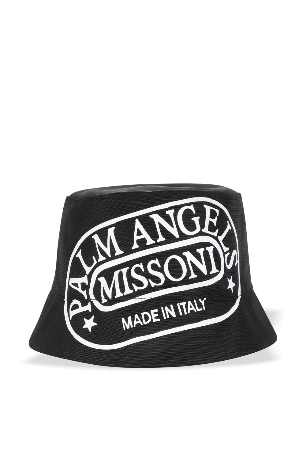 תמונה קידמית של Palm Angels X Missoni Bucket Hat Logo in Black PALM ANGELS
