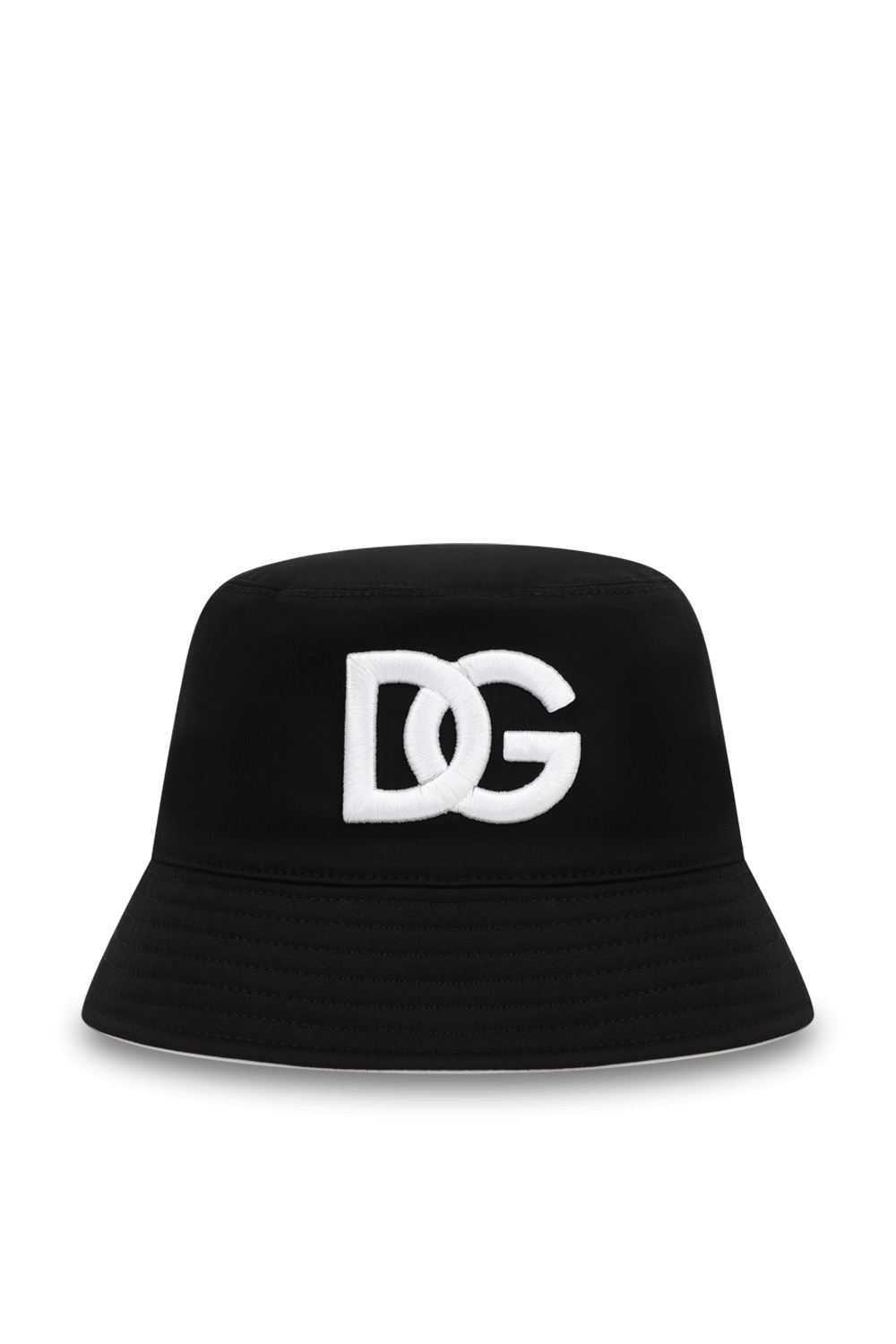 תמונה קידמית של כובע באקט שחור עם לוגו לבן DOLCE & GABBANA
