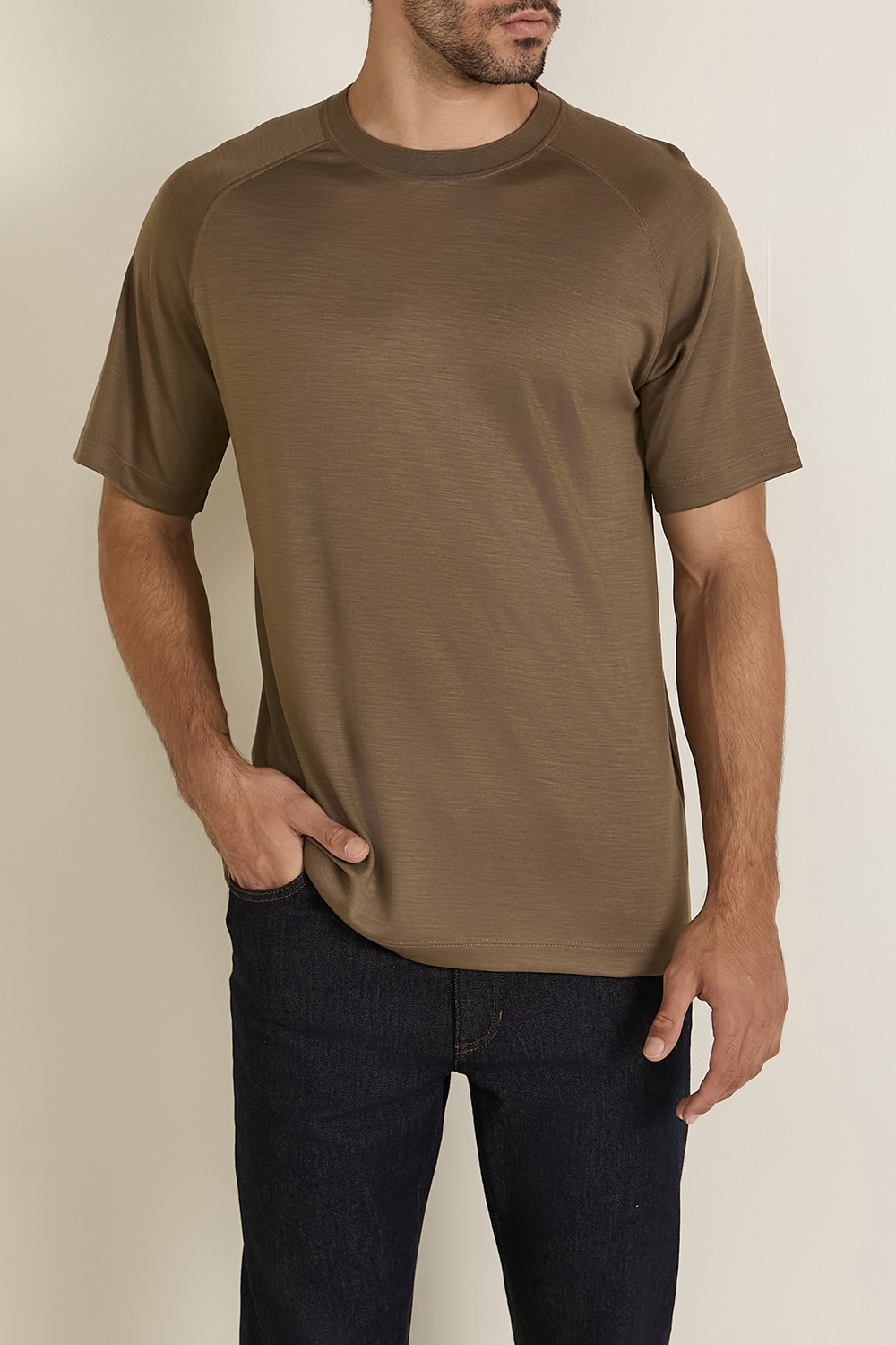 תמונת דוגמן קידמית של חולצה קצרה מצמר ZEGNA