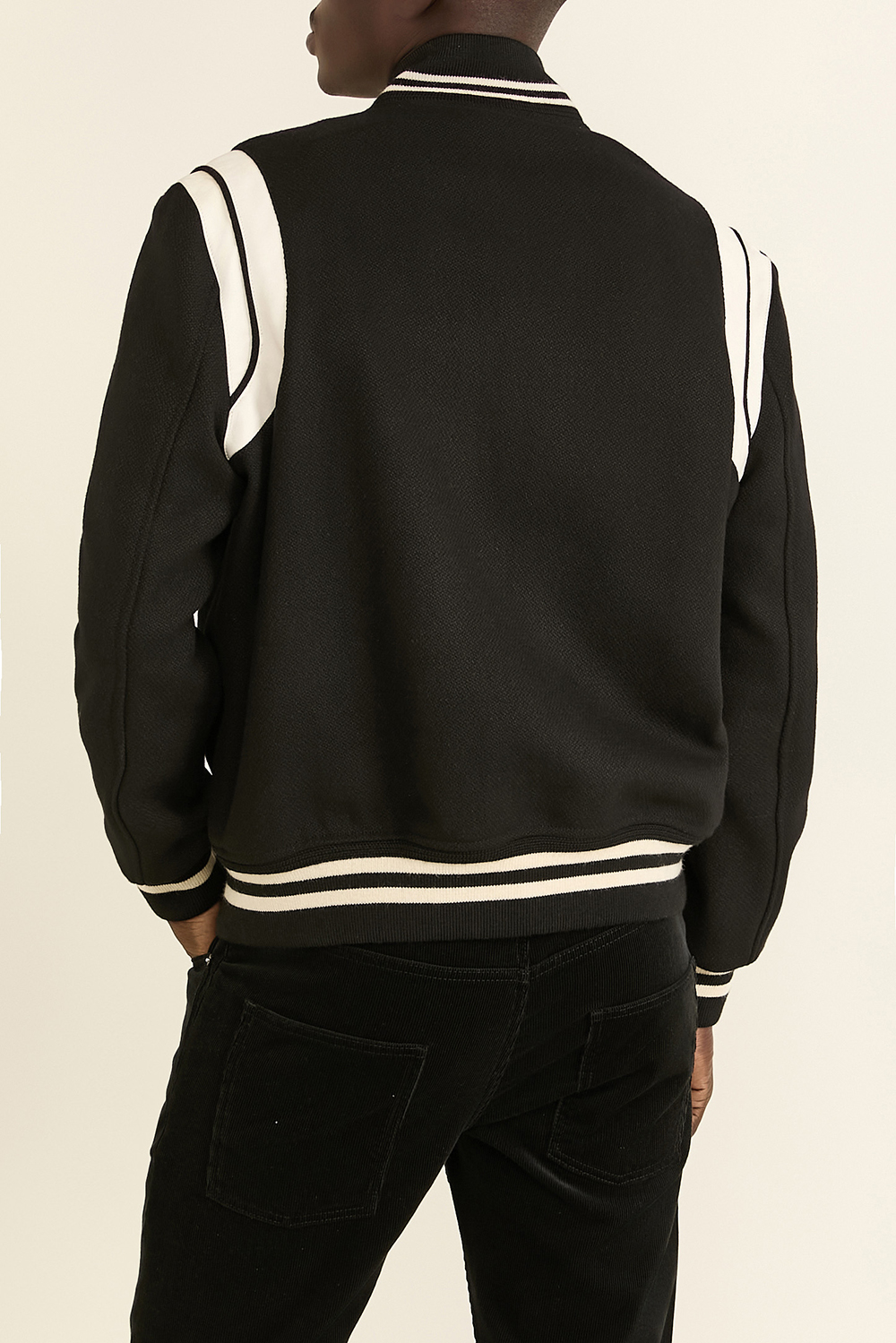 תמונת דוגמן אחורית של ז'קט בייסבול SAINT LAURENT