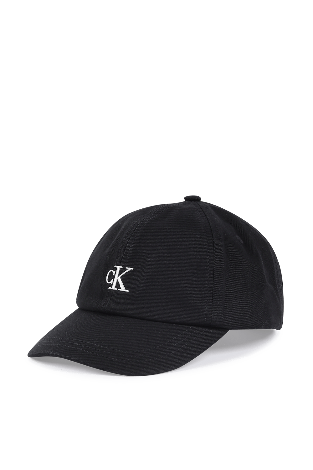 תמונה קידמית של כובע בייסבול עם לוגו בשחור CALVIN KLEIN
