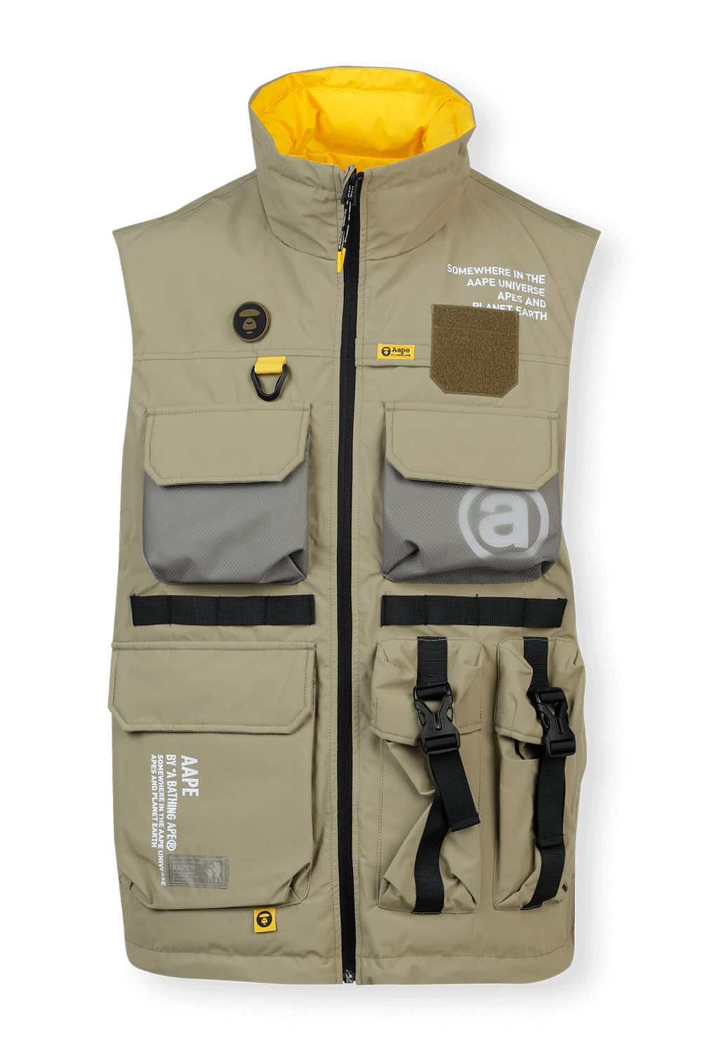 תמונה קידמית של Reversible Vest in Yellow and Green AAPE