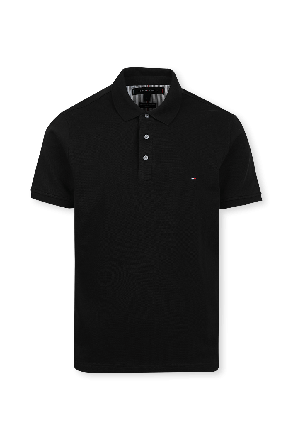 תמונה קידמית של חולצת פולו סלים בצבע שחור TOMMY HILFIGER