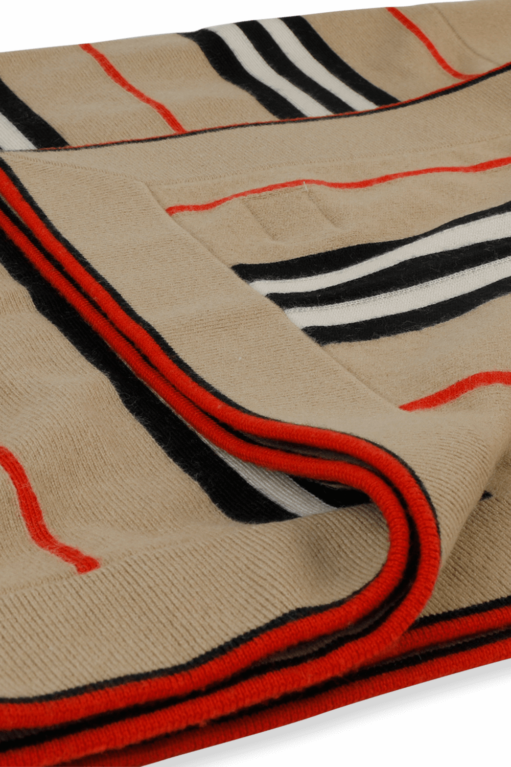 תמונת פנים של שמיכת תינוקות בפסים אייקוניים BURBERRY