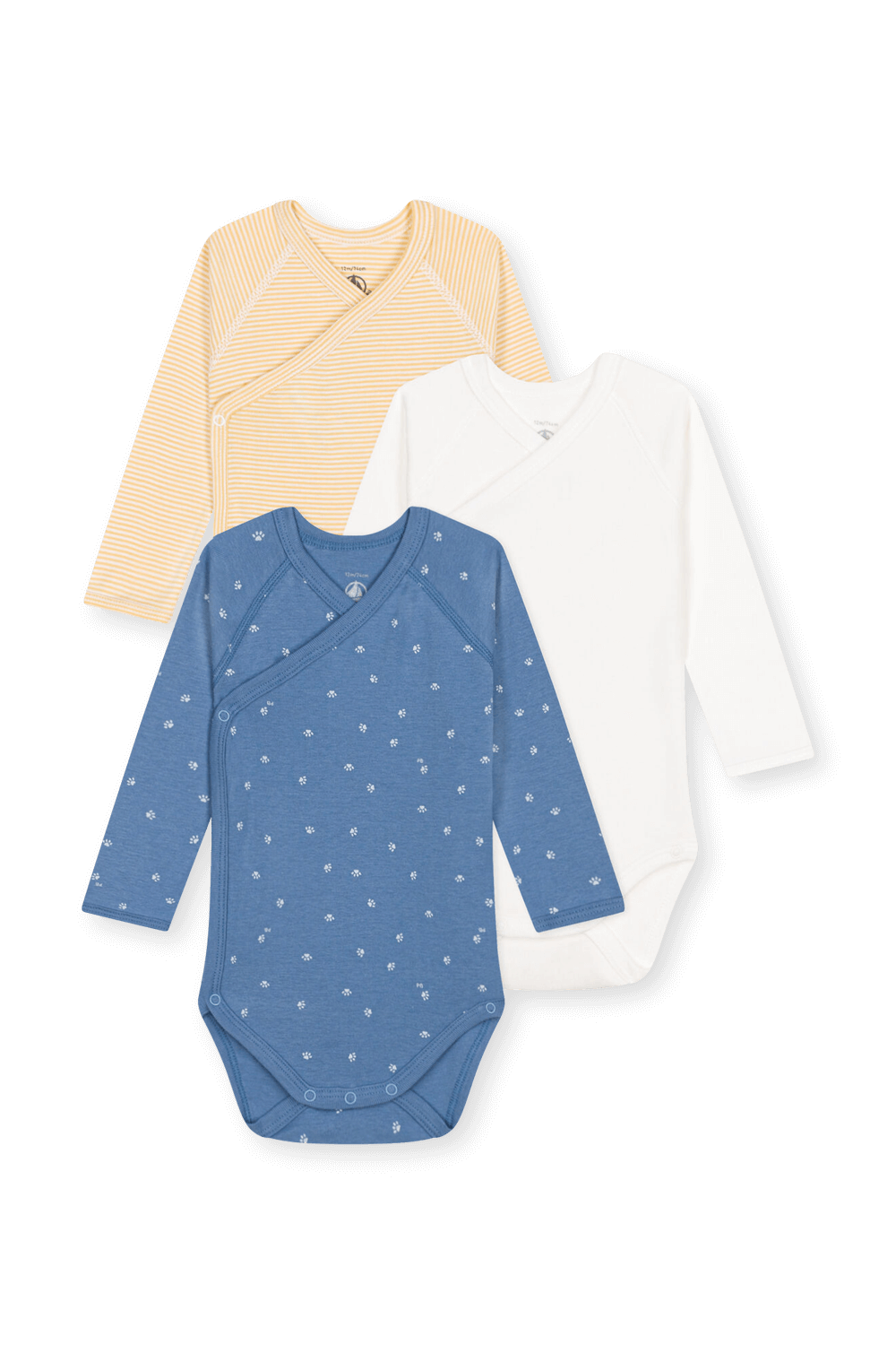 תמונה קידמית של מארז שלושה בגדי גוף ארוכים PETIT BATEAU