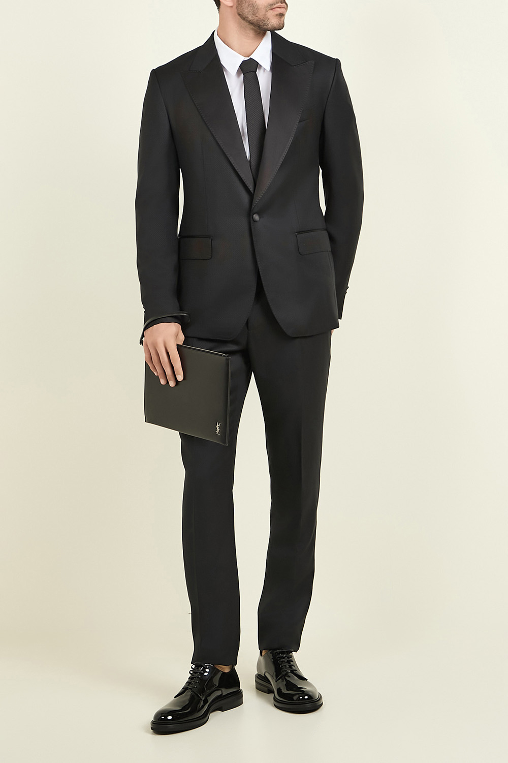 תמונת דוגמן קידמית של תיק קלאץ' מעור SAINT LAURENT
