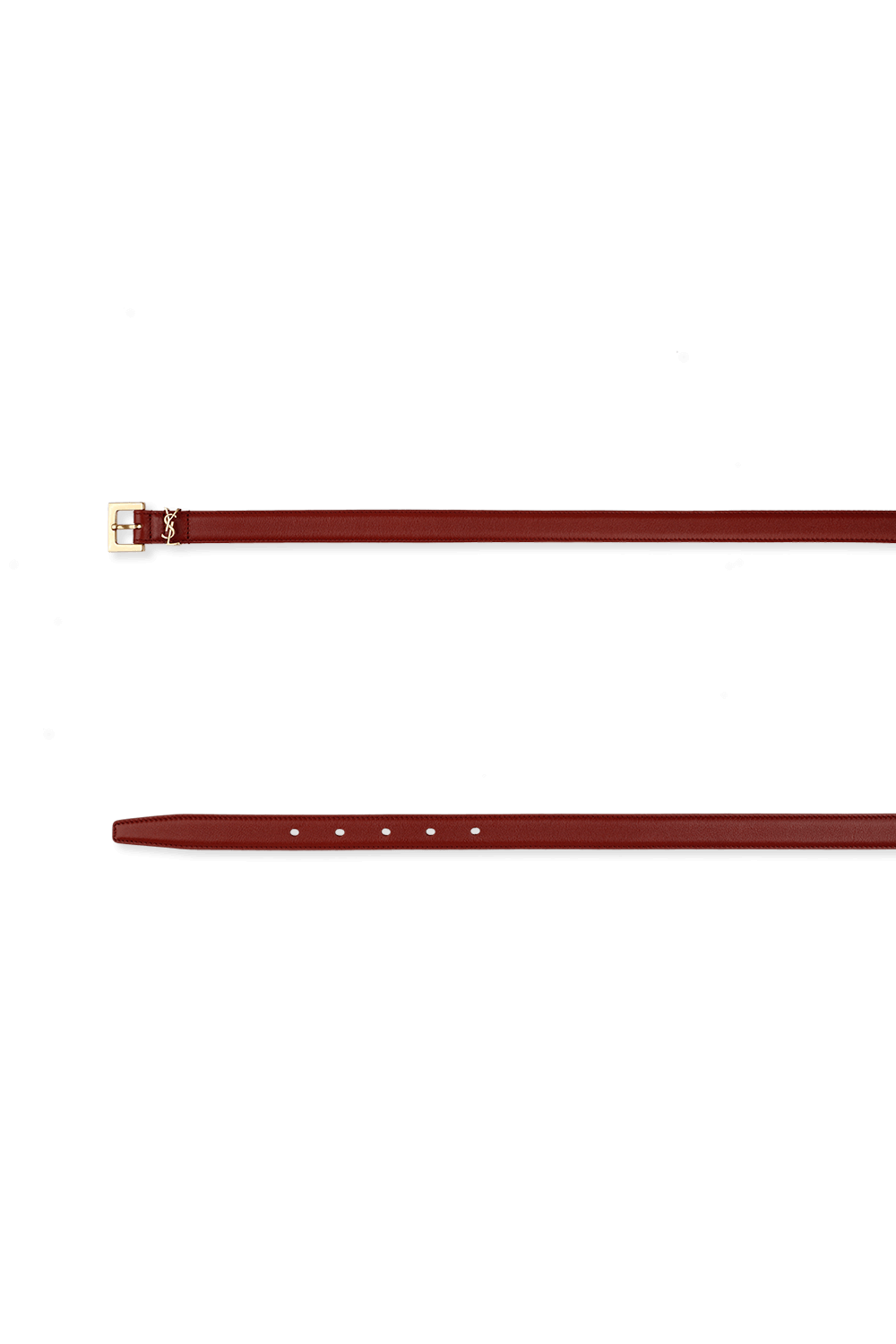 תמונת תקריב של Monogram Thin Belt in Red Leather and Gold