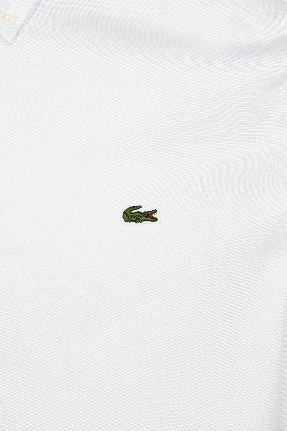 תמונה אחורית של חולצה מכופתרת ארוכה מכותנה LACOSTE