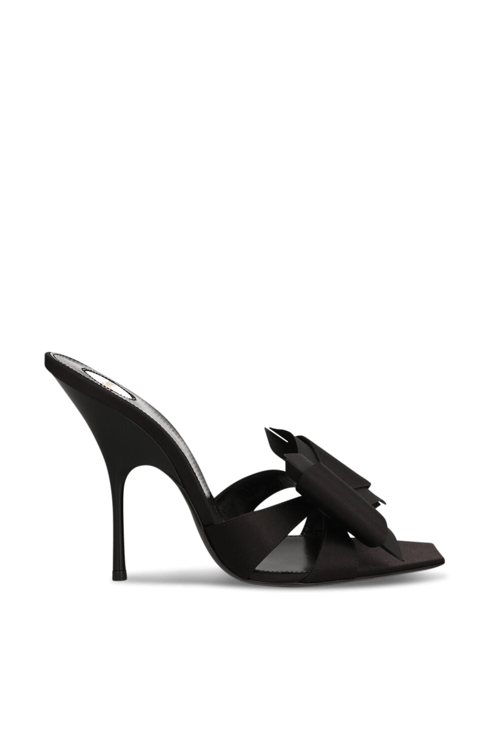 תמונה קידמית של סנדלי מיולס עקב SAINT LAURENT