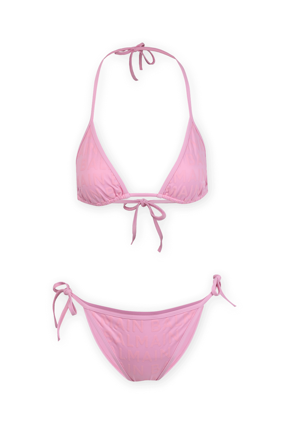 תמונה קידמית של Triangle Bikini Set in Pink Logomania