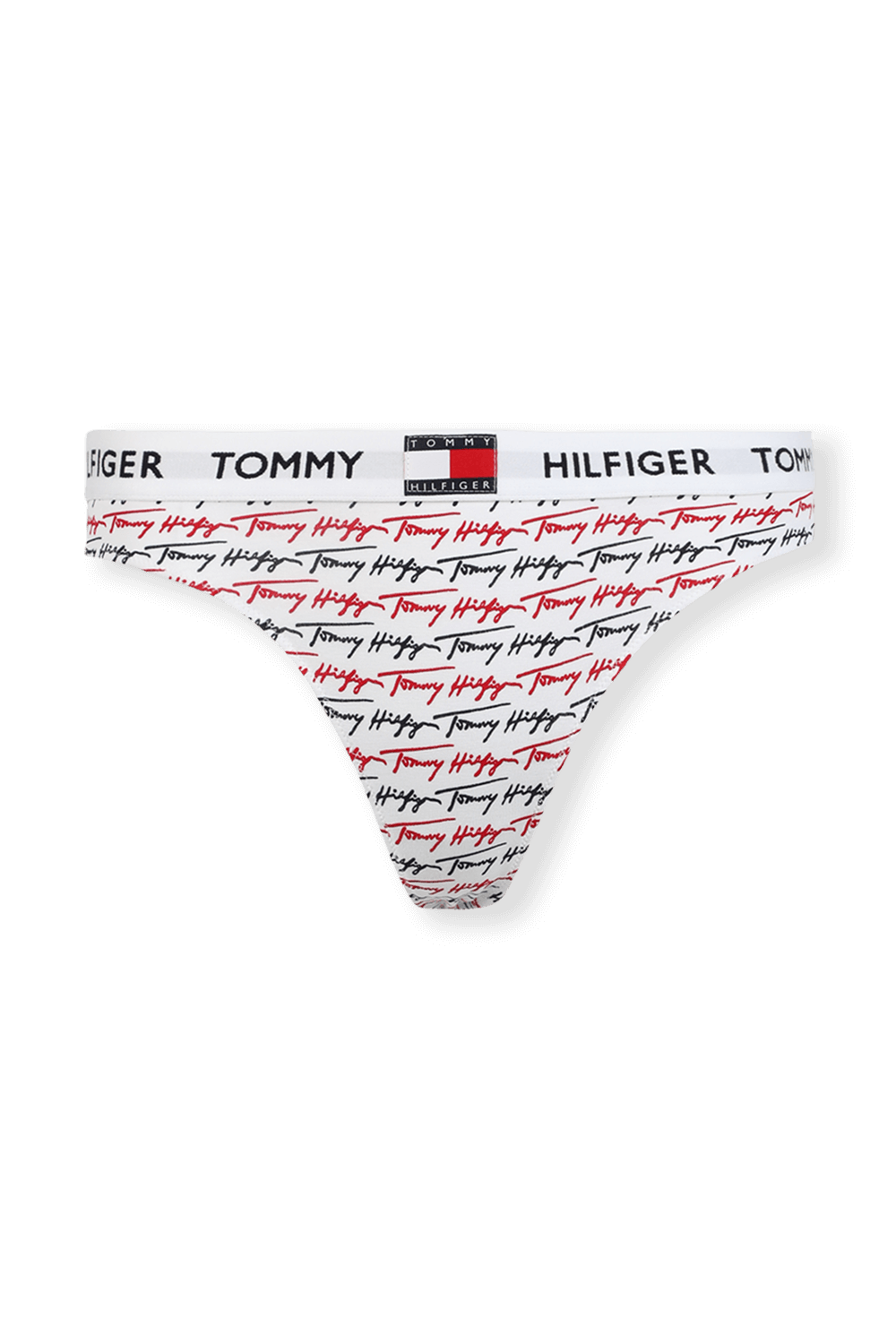 תמונה קידמית של Signature Logo Print Thong in White