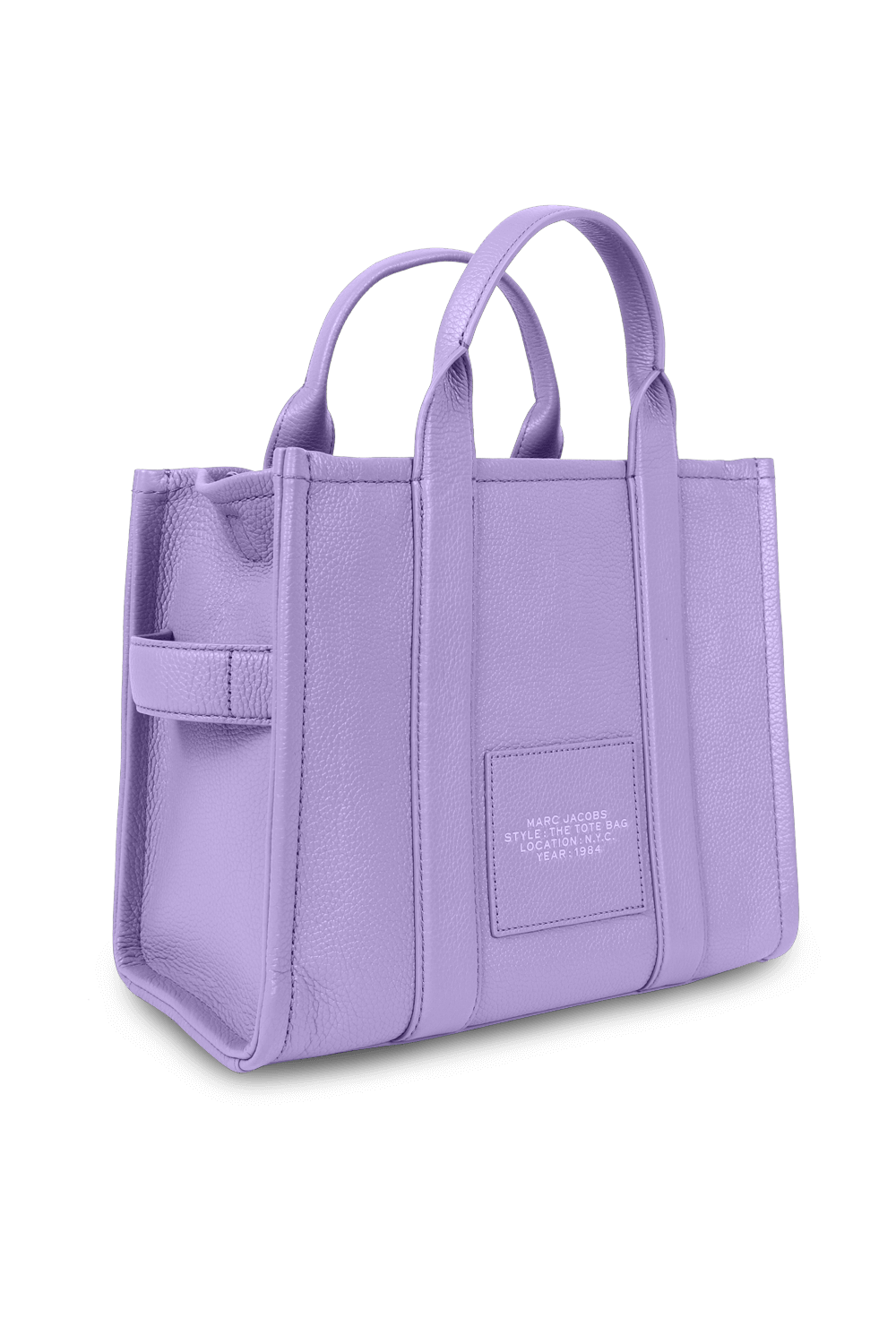 תמונה אחורית של תיק נשיאה מעור עם לוגו MARC JACOBS