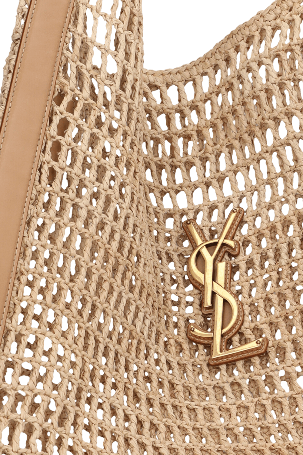 תמונת תקריב של תיק נשיאה רפיה SAINT LAURENT