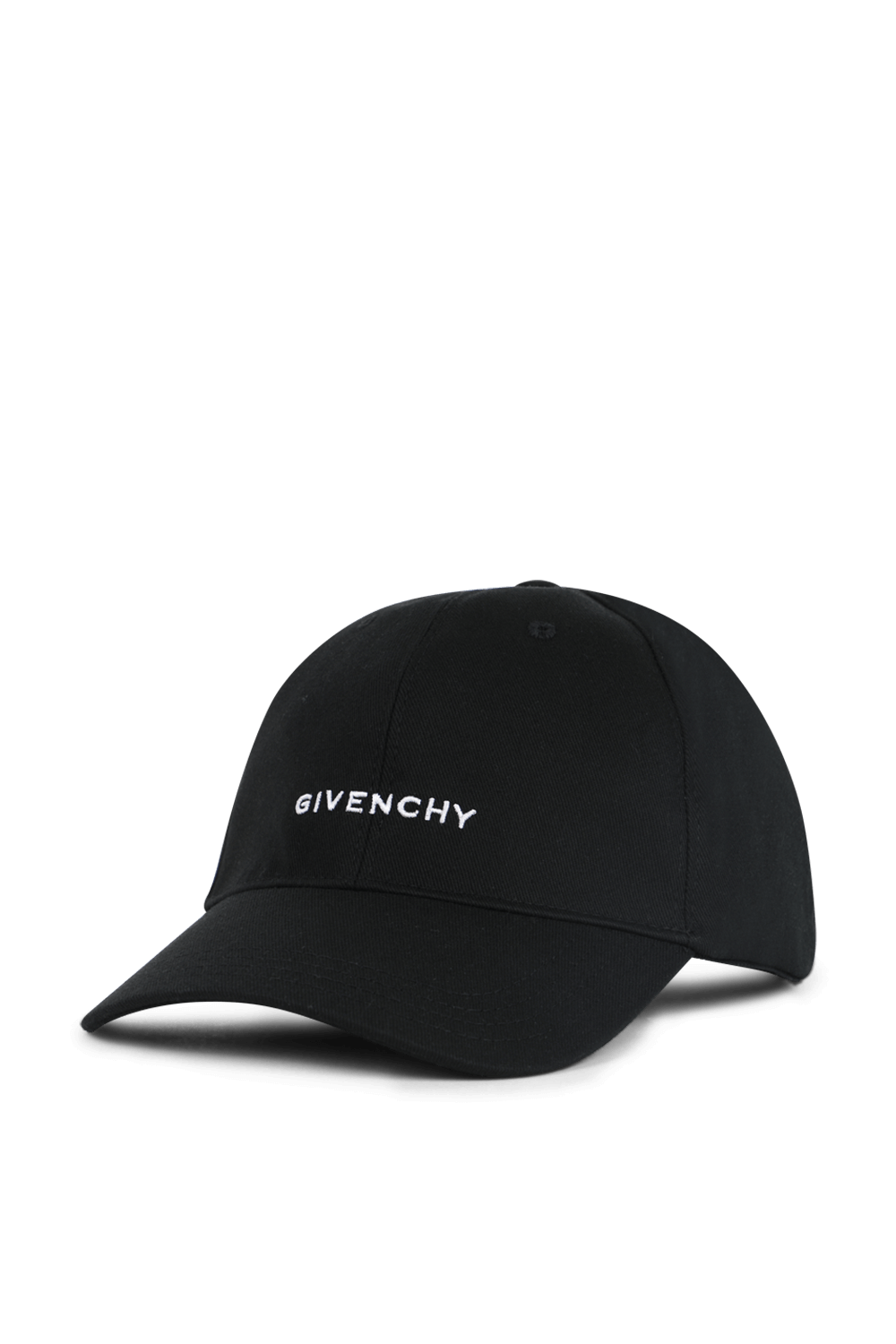 תמונה קידמית של כובע בייסבול שחור עם שם המותג GIVENCHY