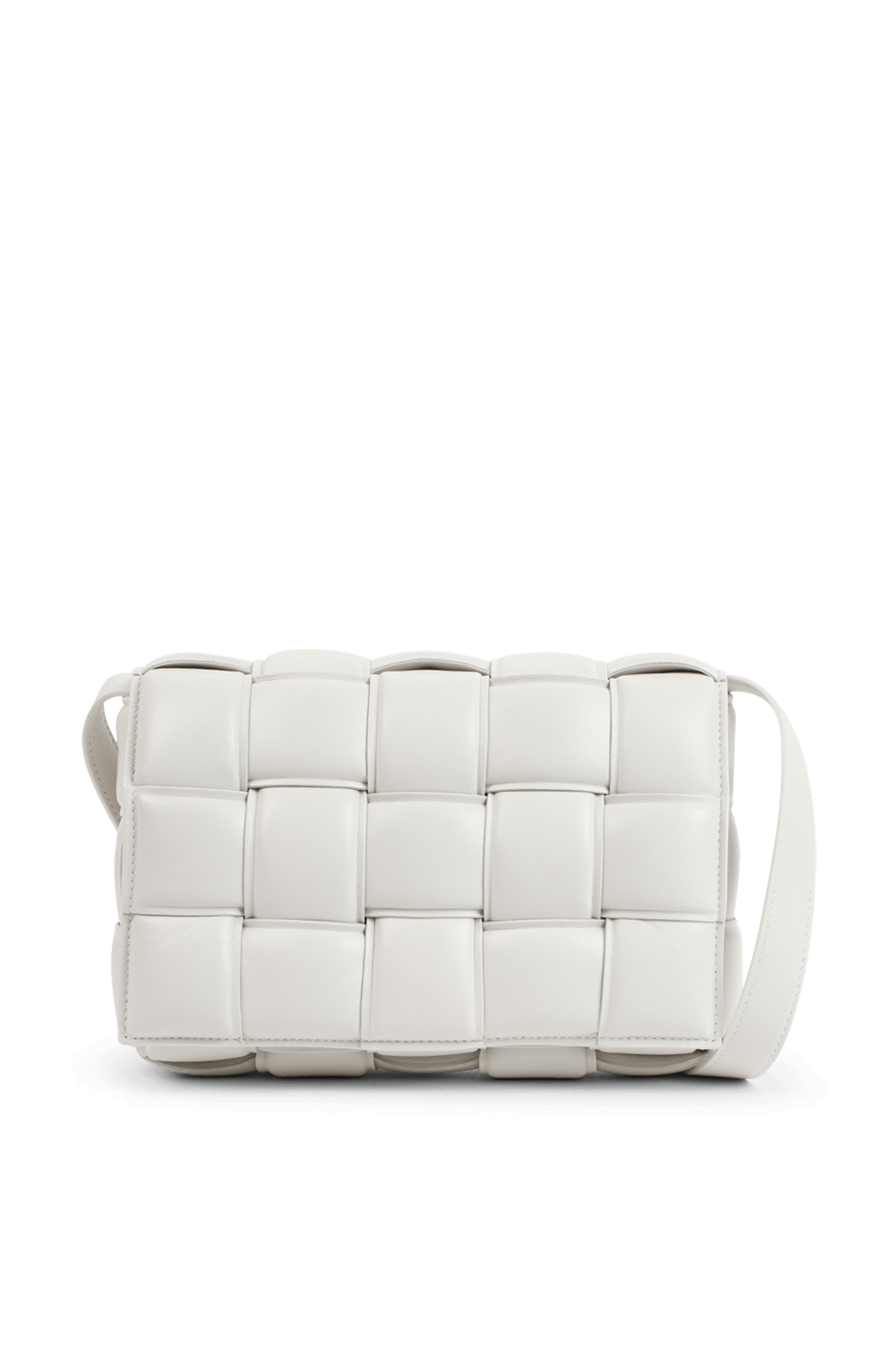 תמונה קידמית של תיק קסטה פאפר לבן BOTTEGA VENETA
