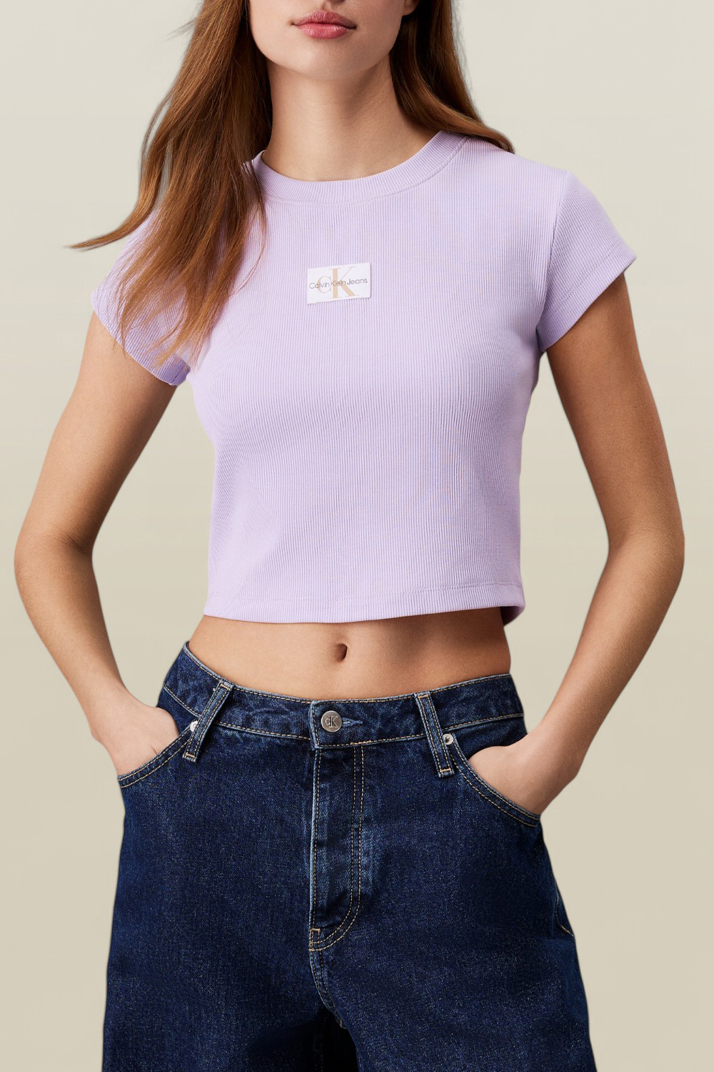 תמונת דוגמן קידמית של חולצת טי ריב CALVIN KLEIN