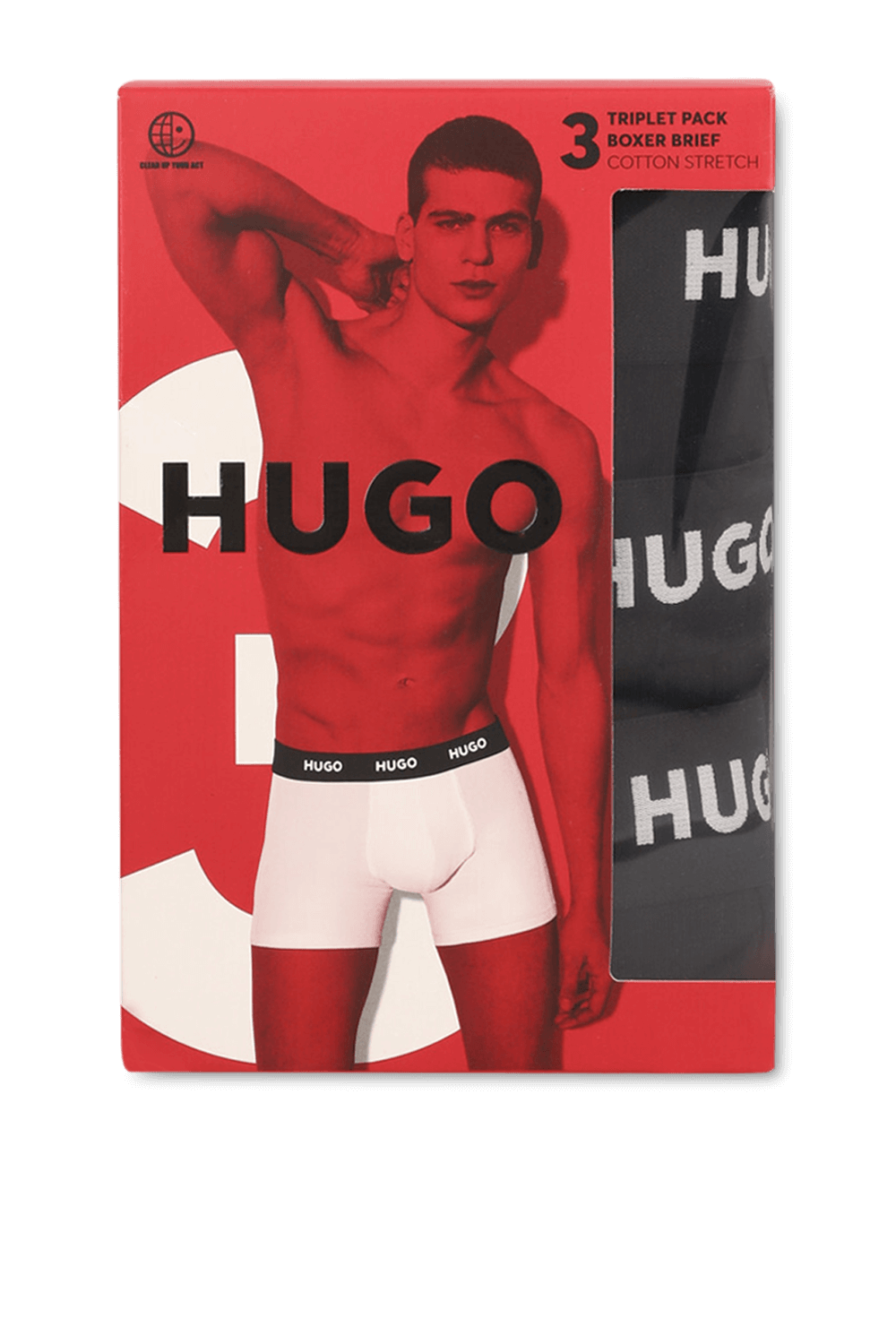 תמונה אחורית של מארז שלושה תחתוני בוקסר HUGO