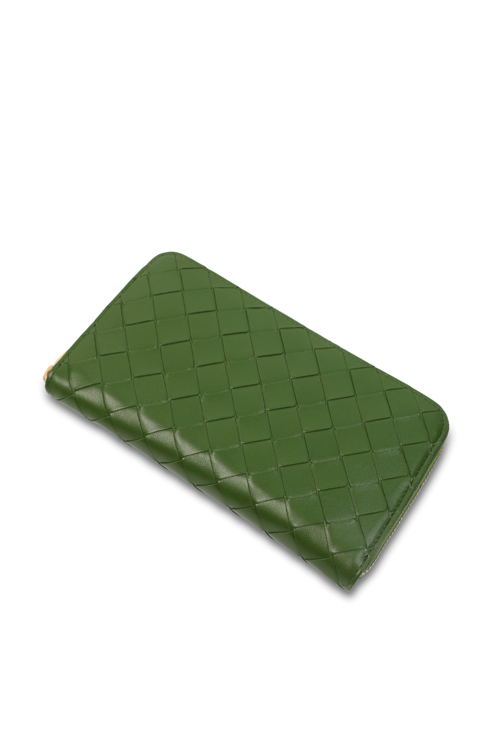 תמונת תקריב של ארנק שתי וערב מרוכסן מעור BOTTEGA VENETA