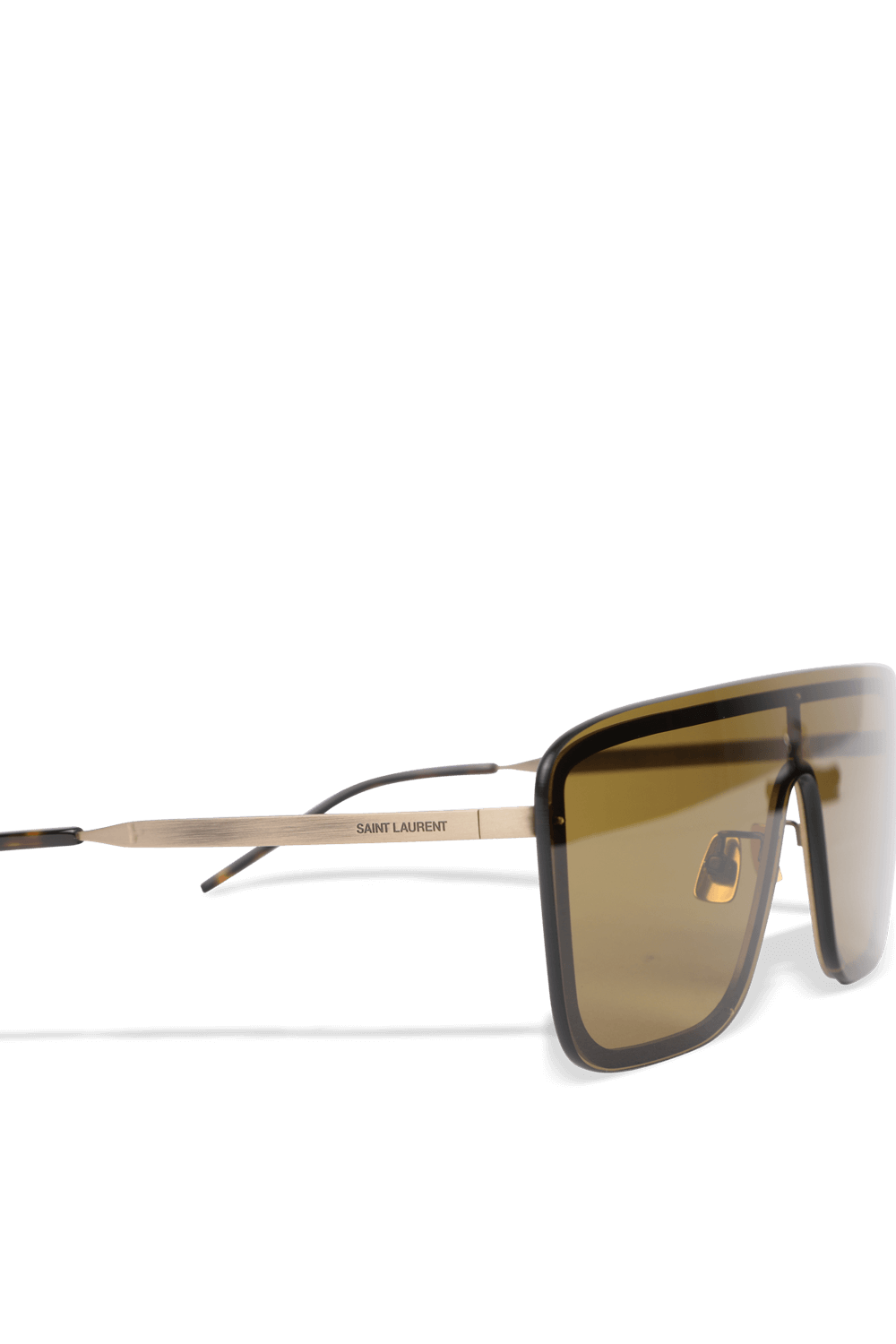 תמונת תקריב של משקפי שמש מסכה 364 בצבע זהב SAINT LAURENT