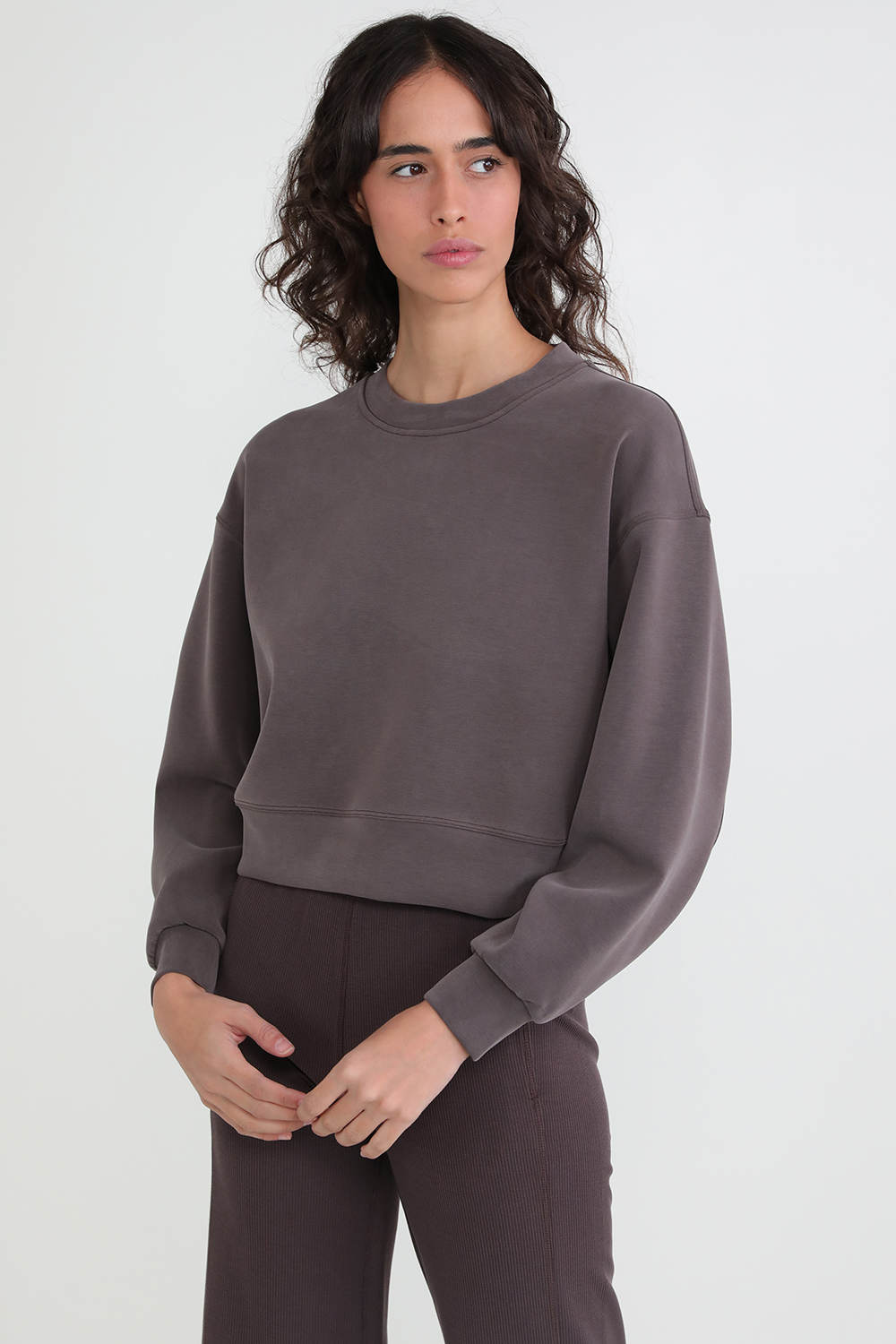 תמונת דוגמן קידמית של Perfectly Oversized Cropped Crew
