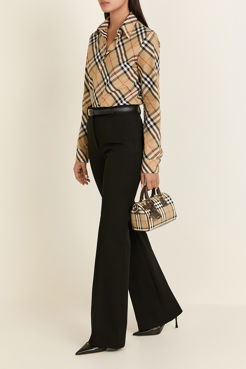 תמונת דוגמן קידמית של תיק באולינג מיני BURBERRY