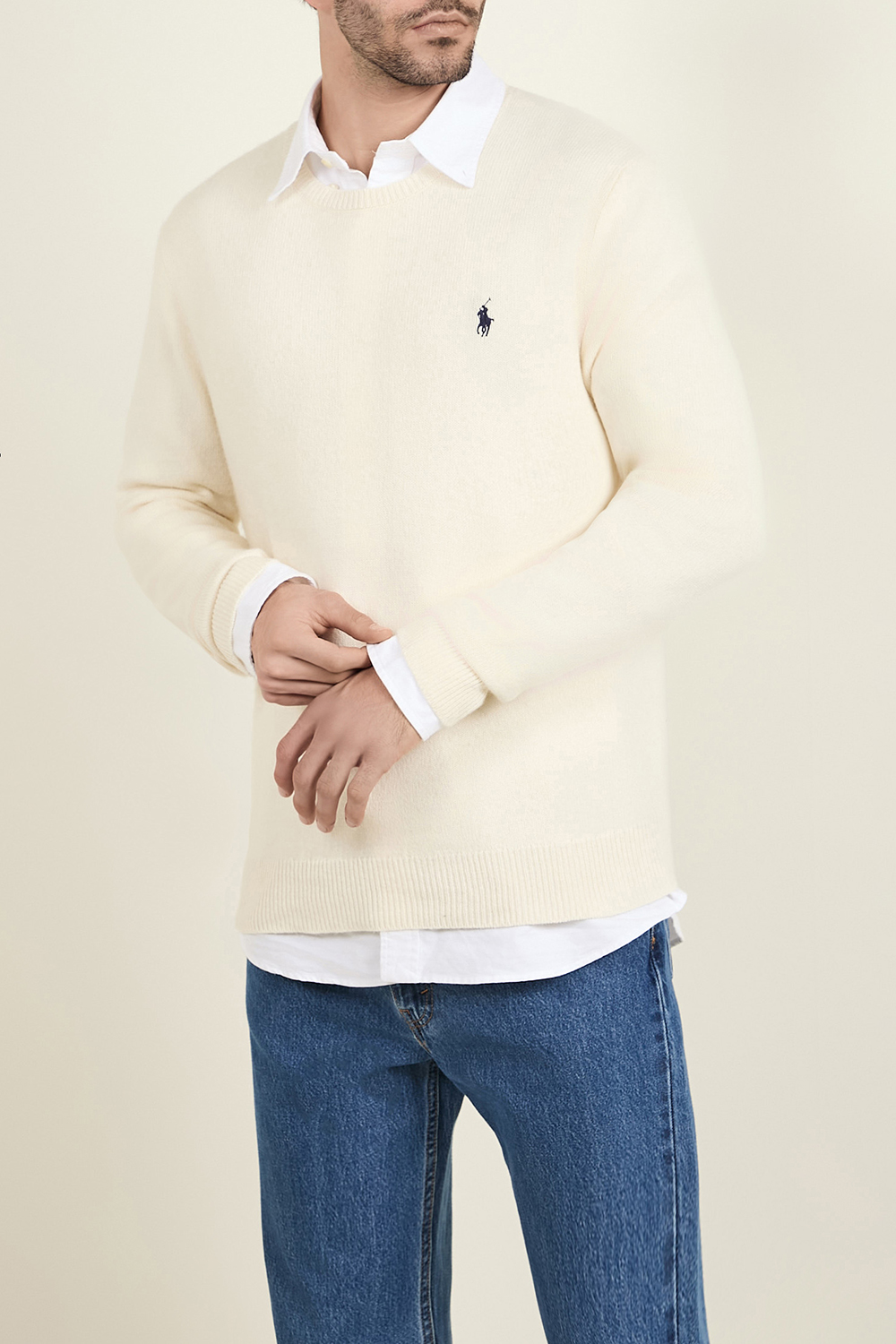 תמונת דוגמן קידמית של סריג מצמר וכותנה POLO RALPH LAUREN