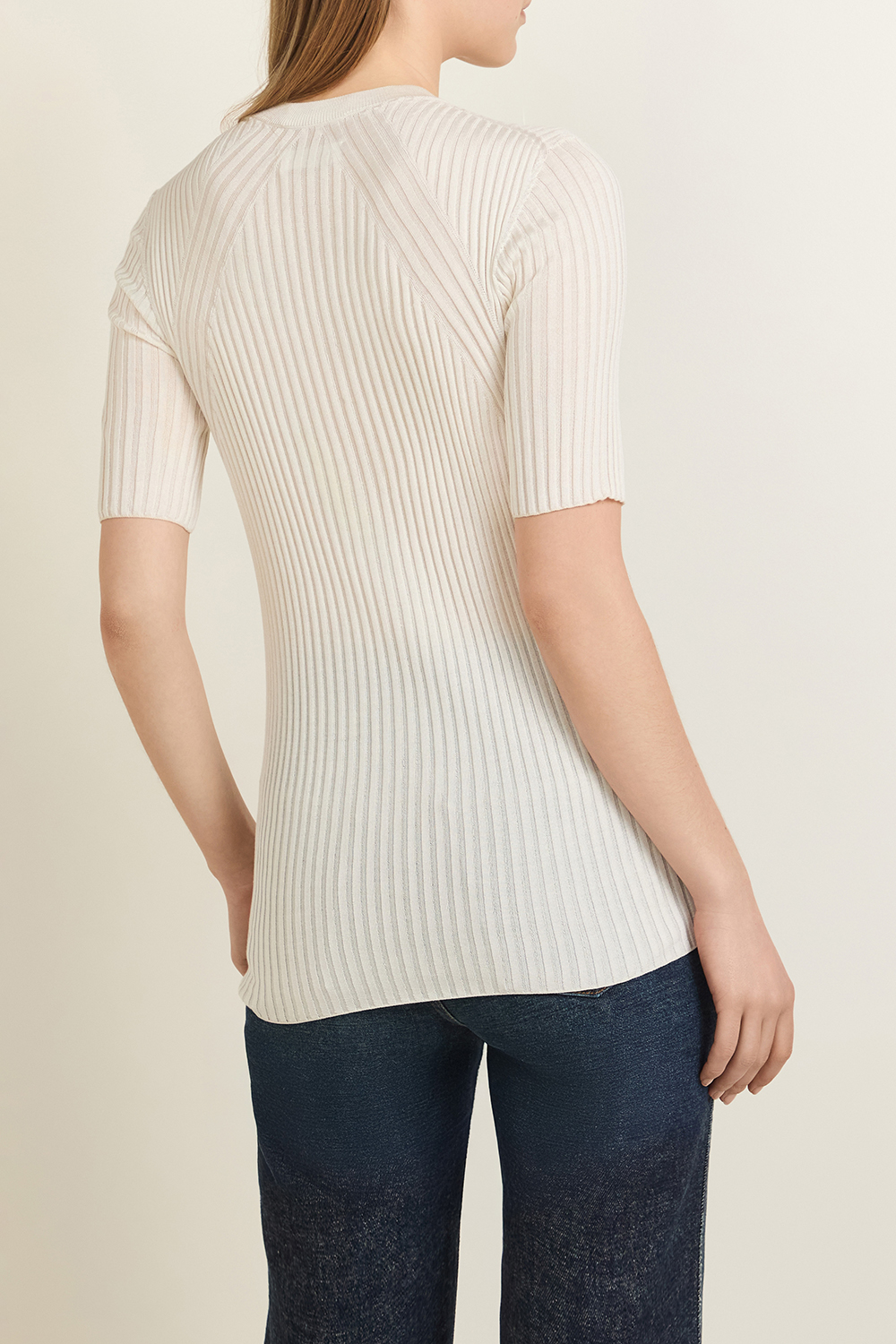 תמונת דוגמן אחורית של חולצת טי משי JIL SANDER